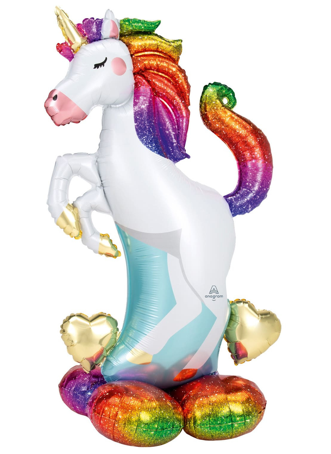Riesen-Folienballon Airloonz Einhorn bunt 139 x 83 cm stehend