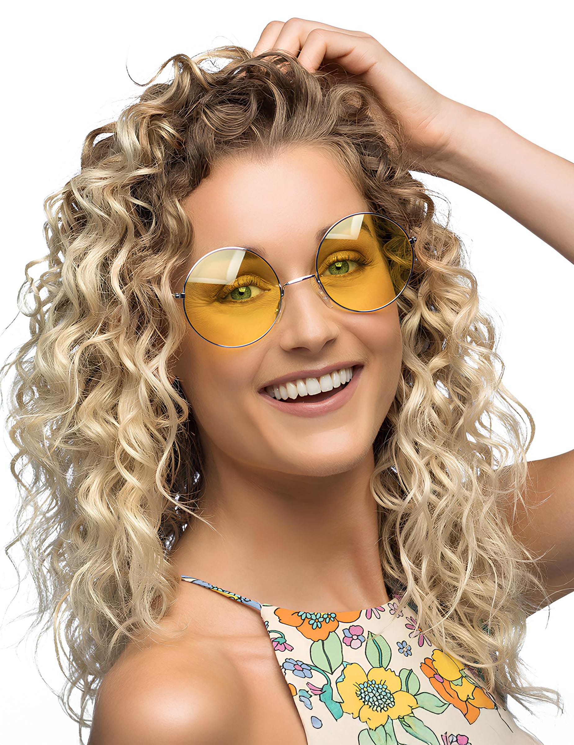 Riesen Hippie Brille Gelb für Erwachsene