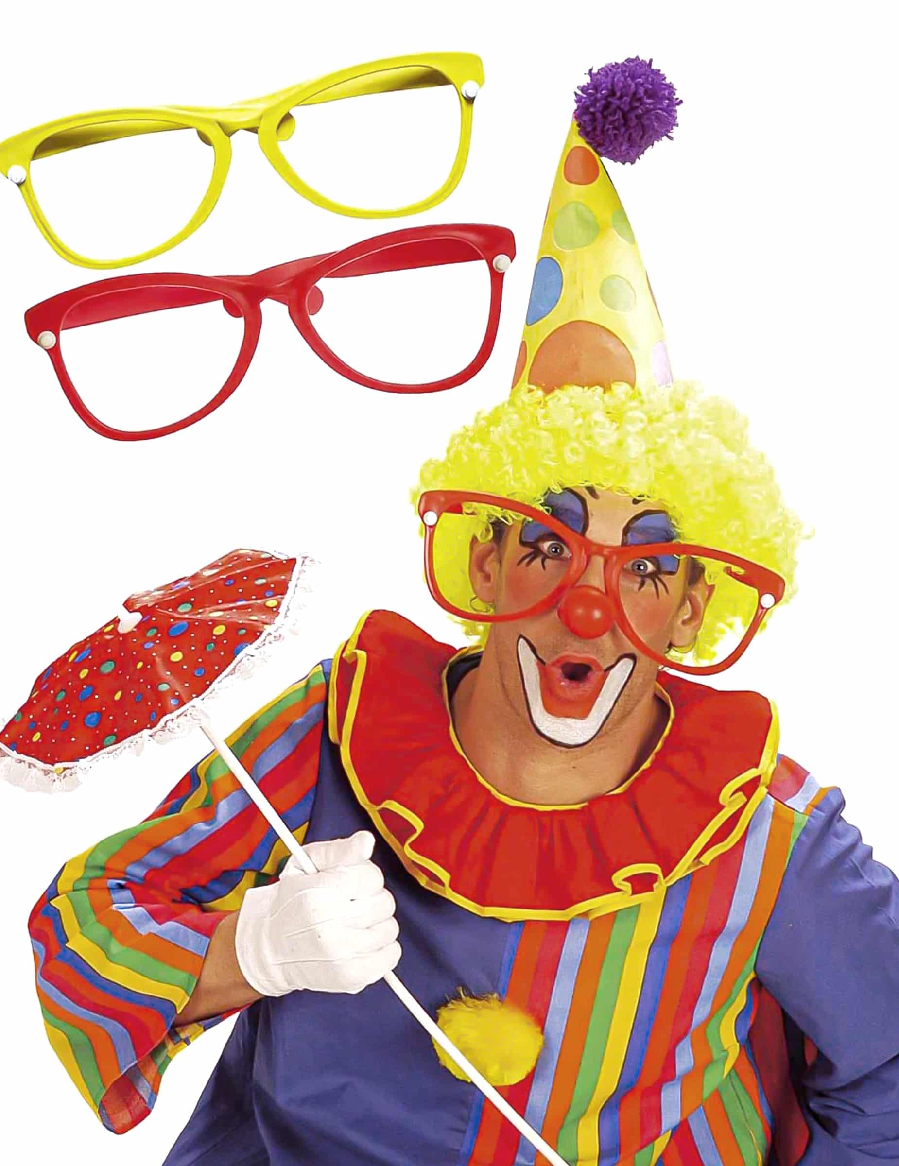 Riesige Clownsbrille Karneval gelb