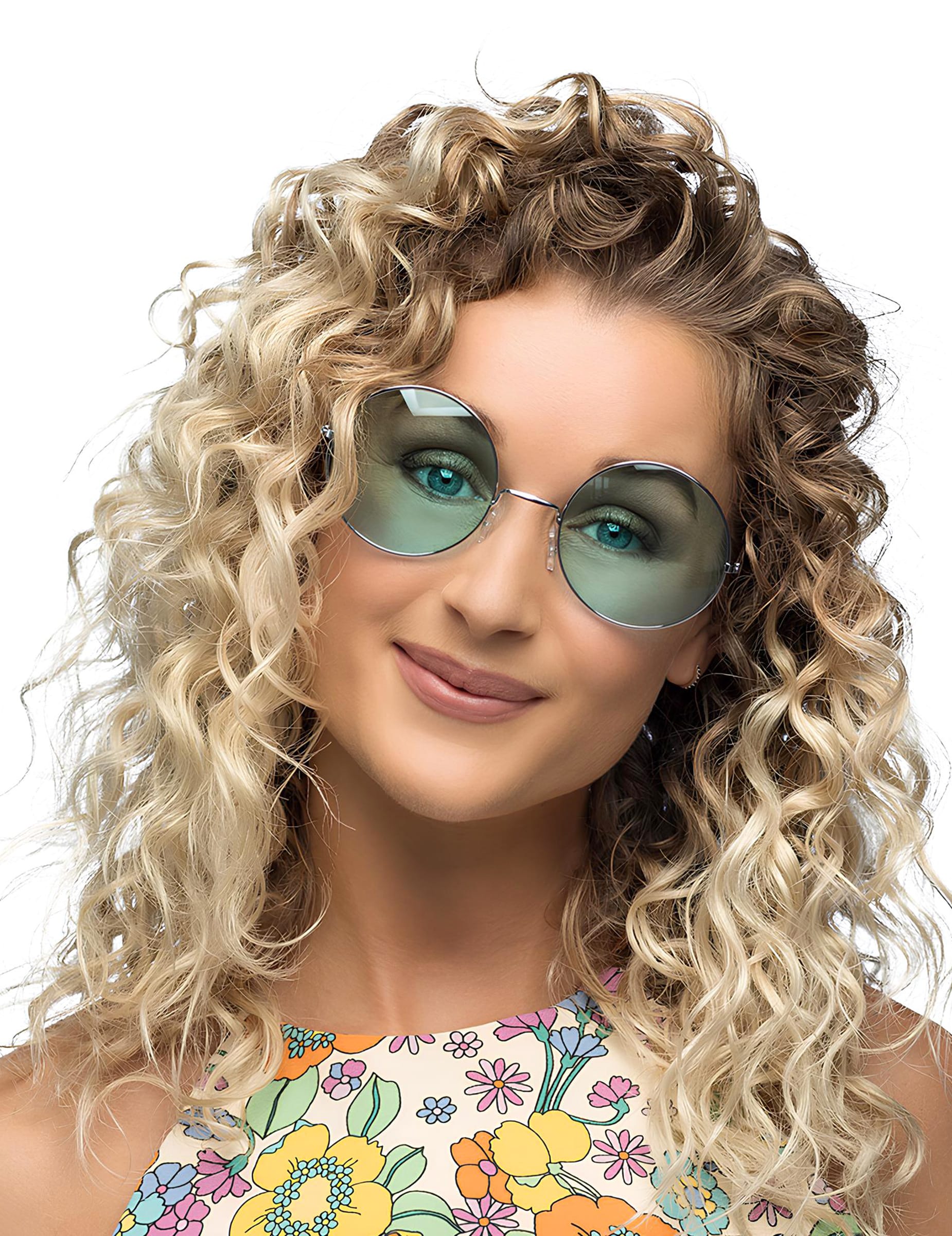 Riesige runde Hippie-Brille grün