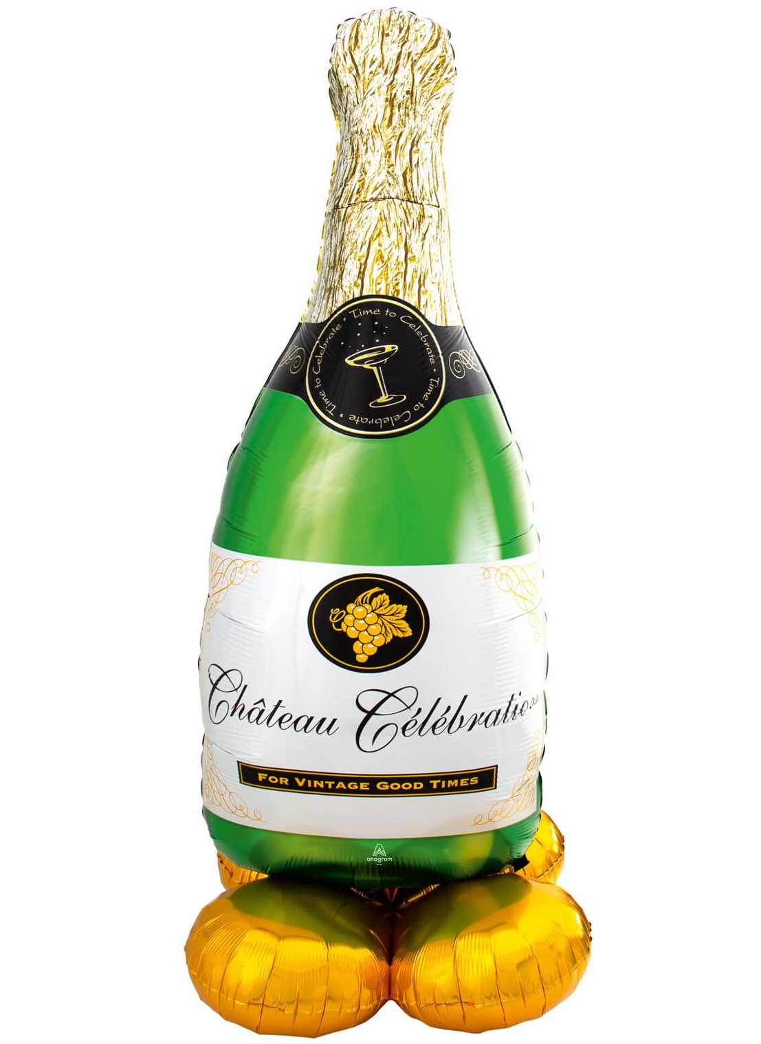 Riesiger Airloonz Folienballon Champagnerflasche 139 cm stehend