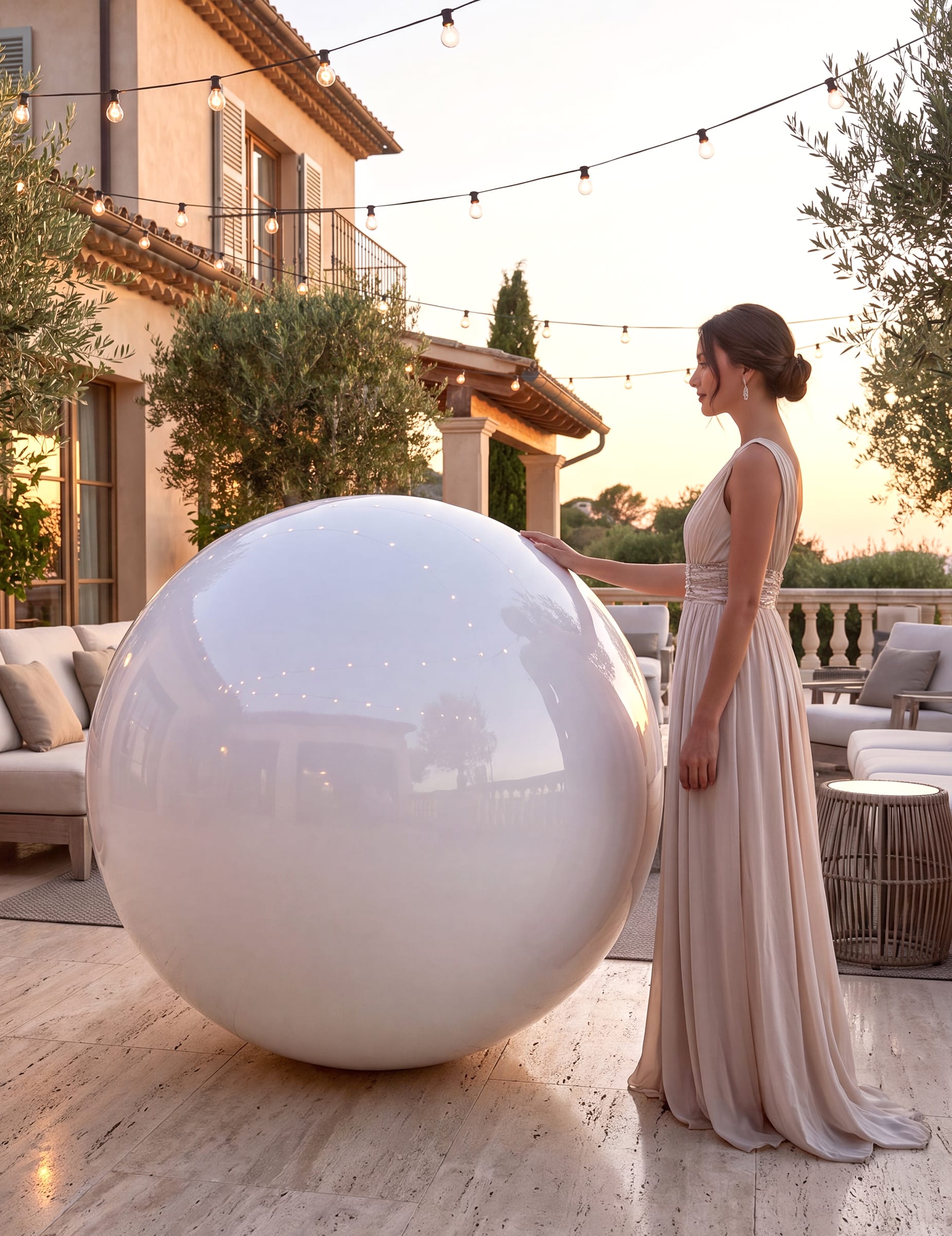 Riesiger Spiegel-Ballon Weiß 100cm - XXL Deko