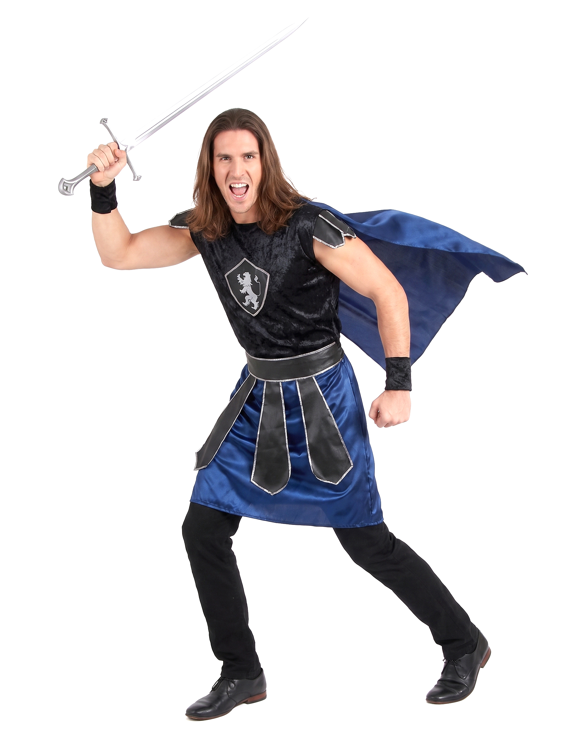 Ritterkönig-Kostüm Mittelalter schwarz-blau