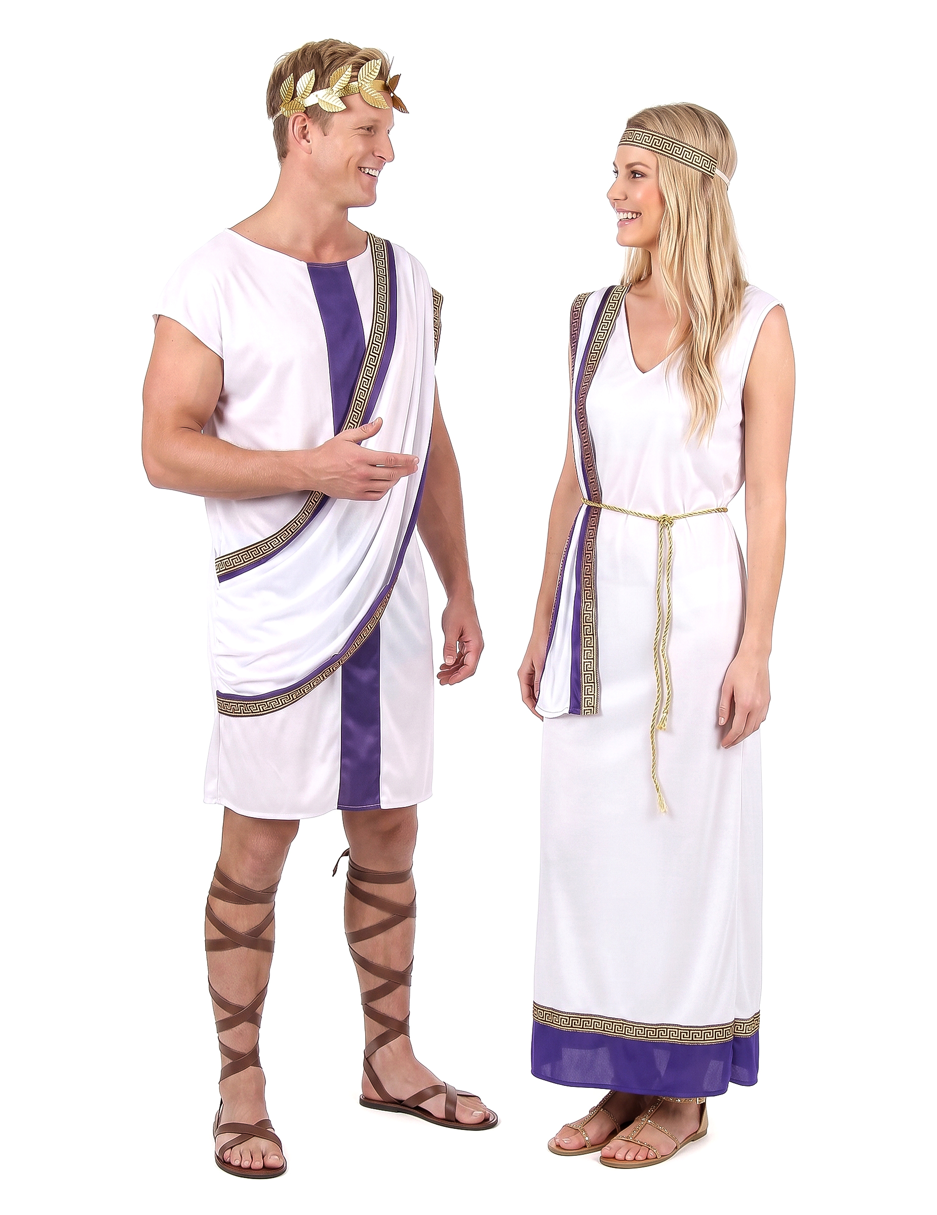 Römer-Paarkostüm Fasching weiss-violett-gold