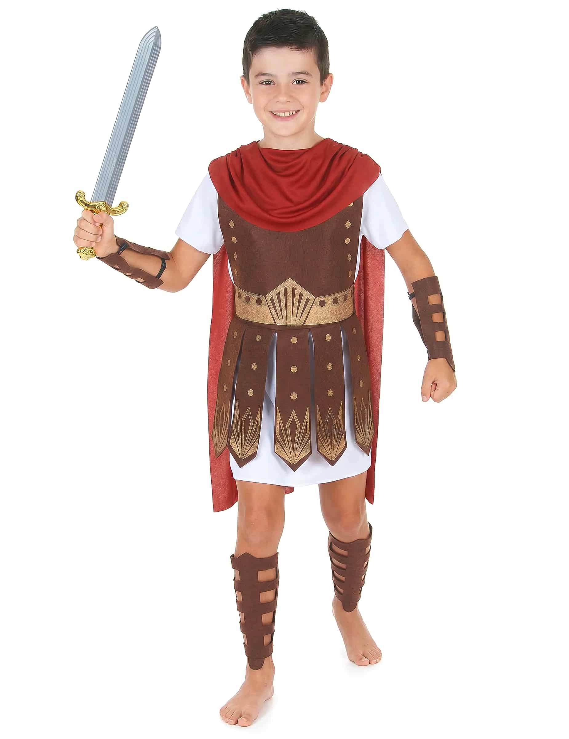 Römischer Soldat Kinderkostüm Krieger braun-weiss-rot