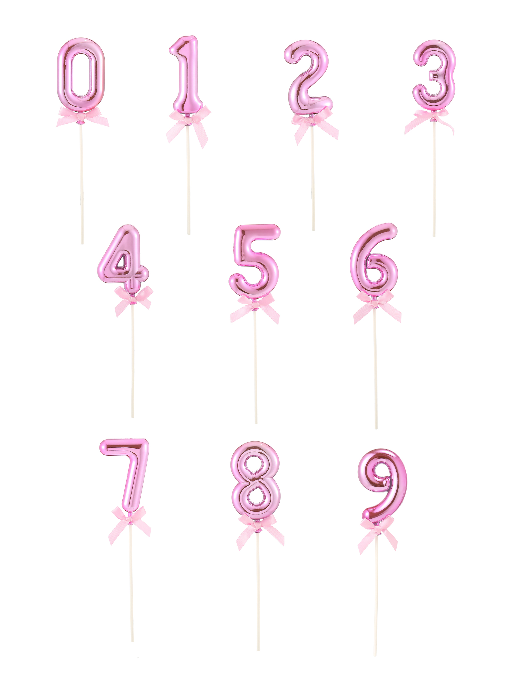 Rosa Zahlen-Cake-Topper mit Schleife 12