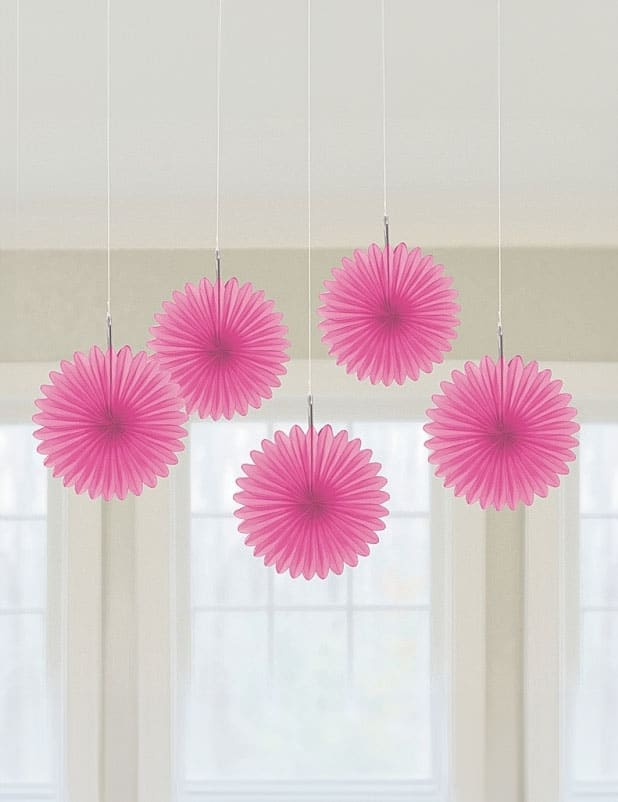 Rosetten-Hängedeko Deckendeko 5 Stück rosa 15cm
