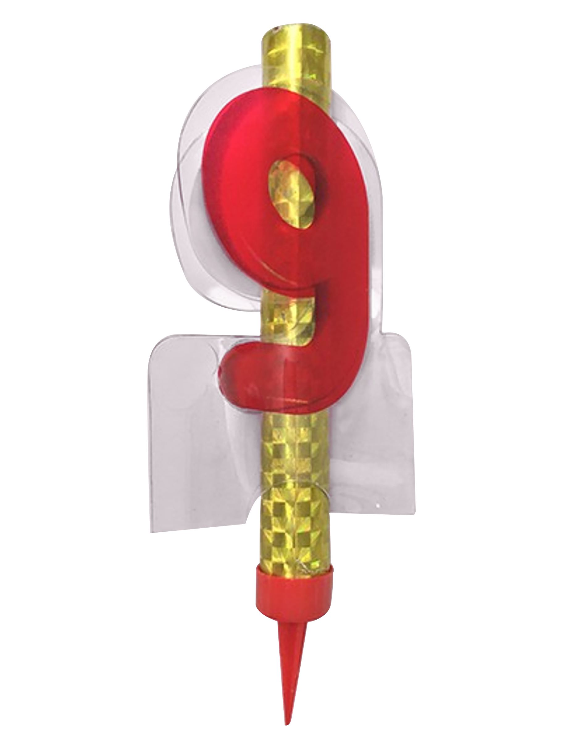Rote 12 cm Kuchenfontäne mit Zahl 9