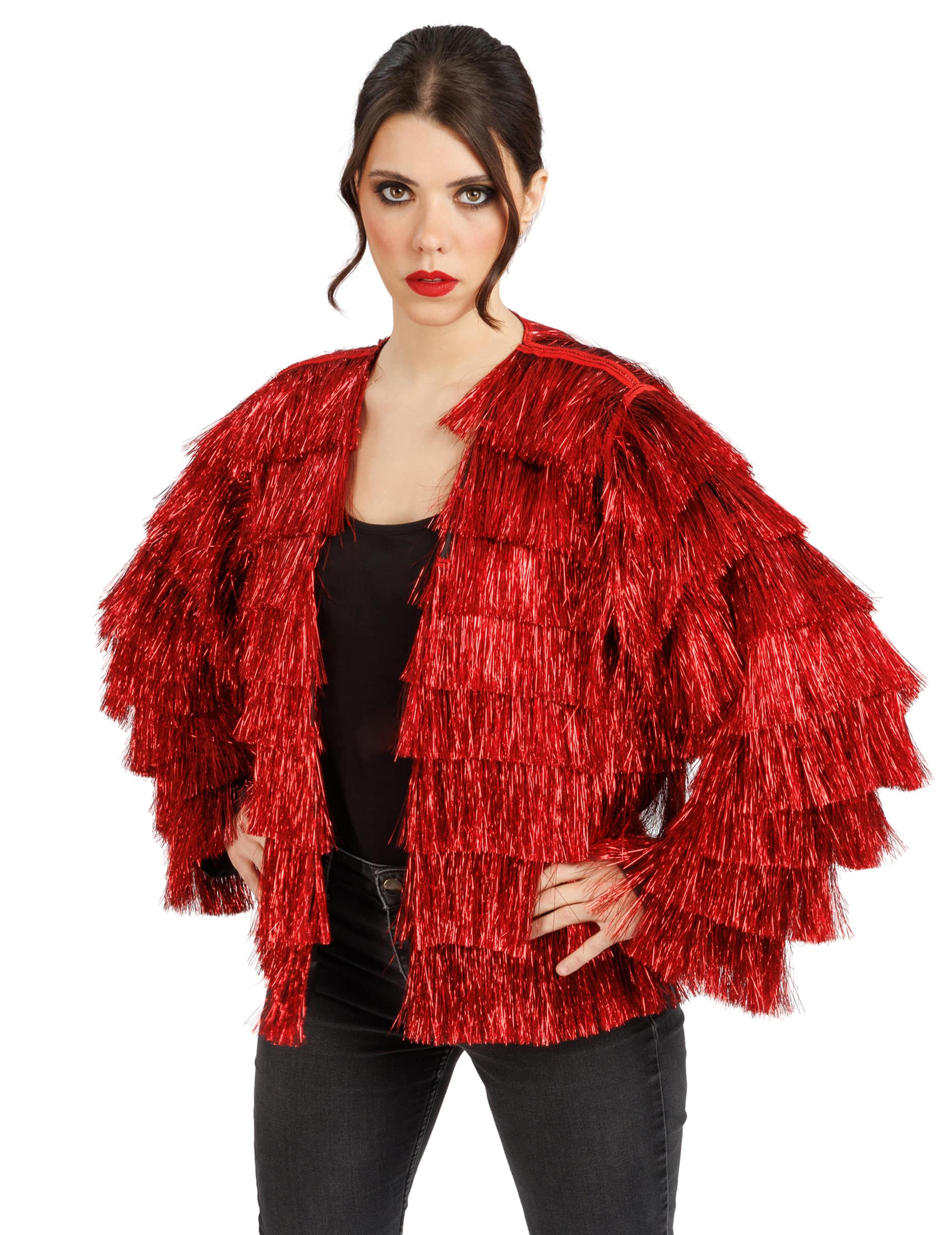 Rote Fransenjacke für Damen Festival