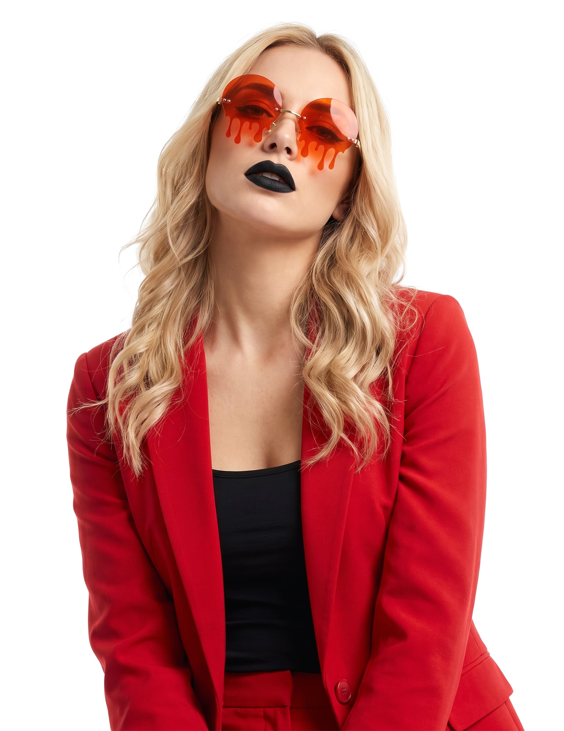 Rote Halloween Brille mit Blutstropfen Erwachsene