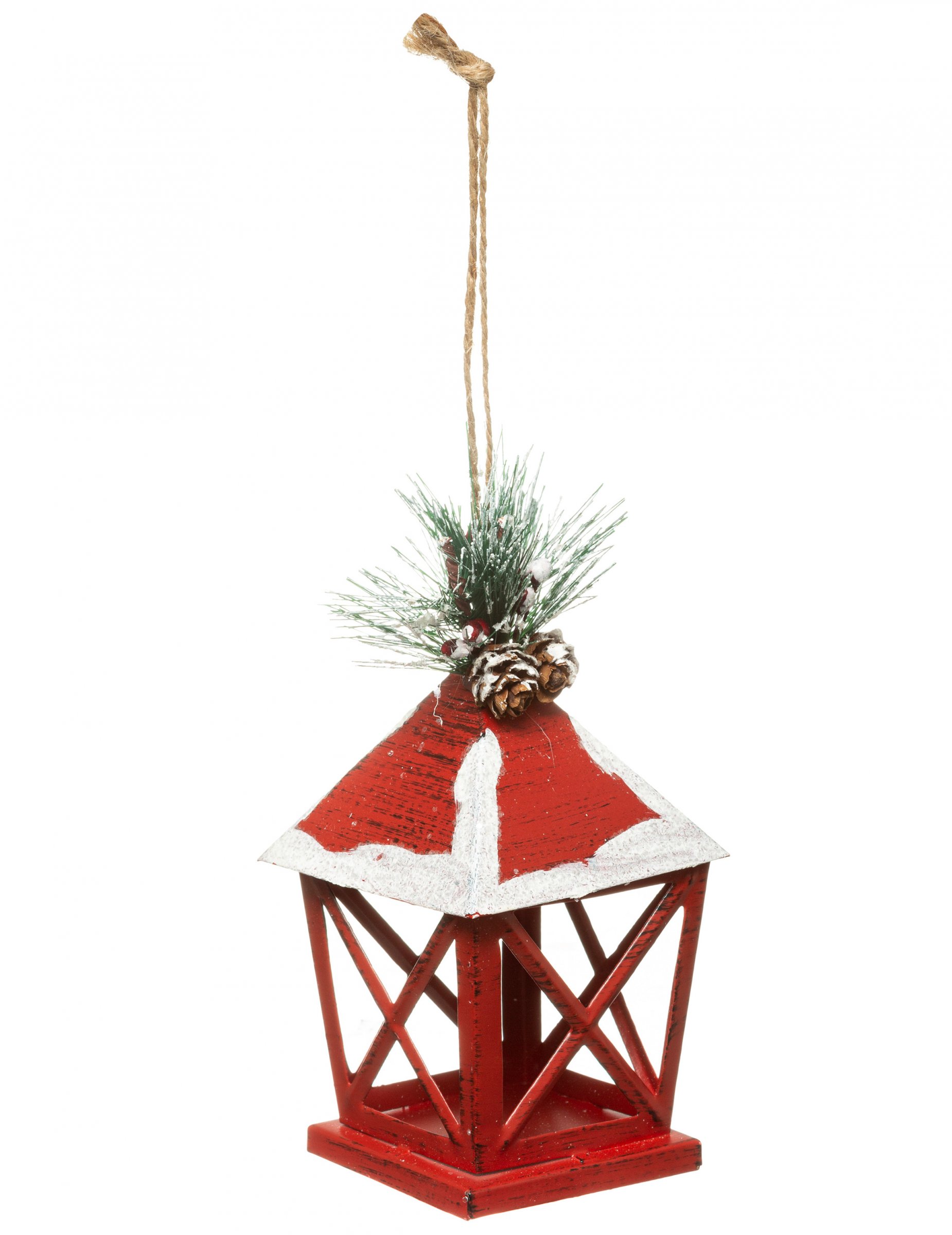 Rote Laterne Christbaumschmuck rot-weß 13