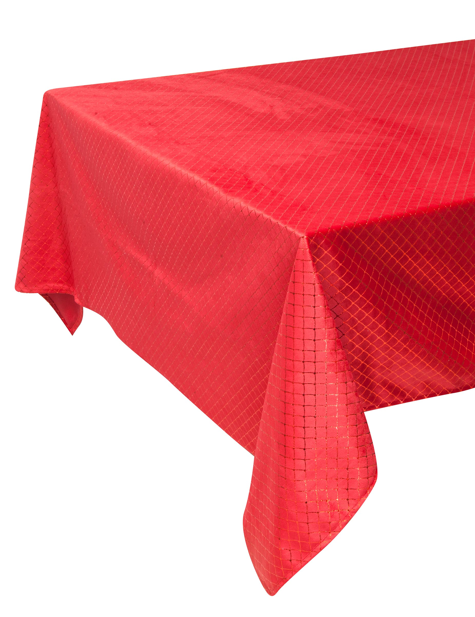 Rote Samt-Tischdecke mit Metallic-Muster (140 x 240 cm) für den Weihnachtstisch