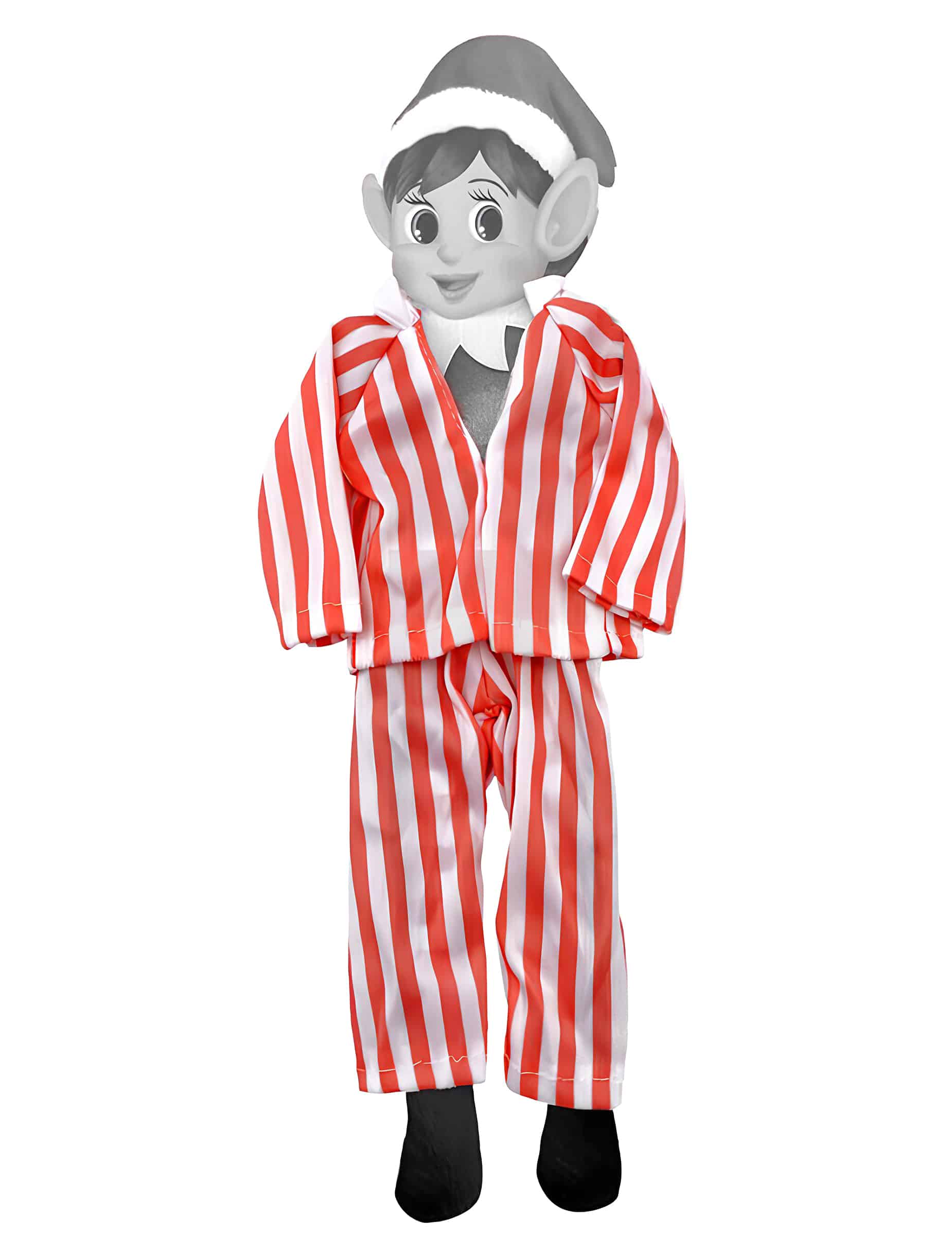 Roter Pyjama für Wichtel Puppe Elf gestreiftes Nacht Outfit