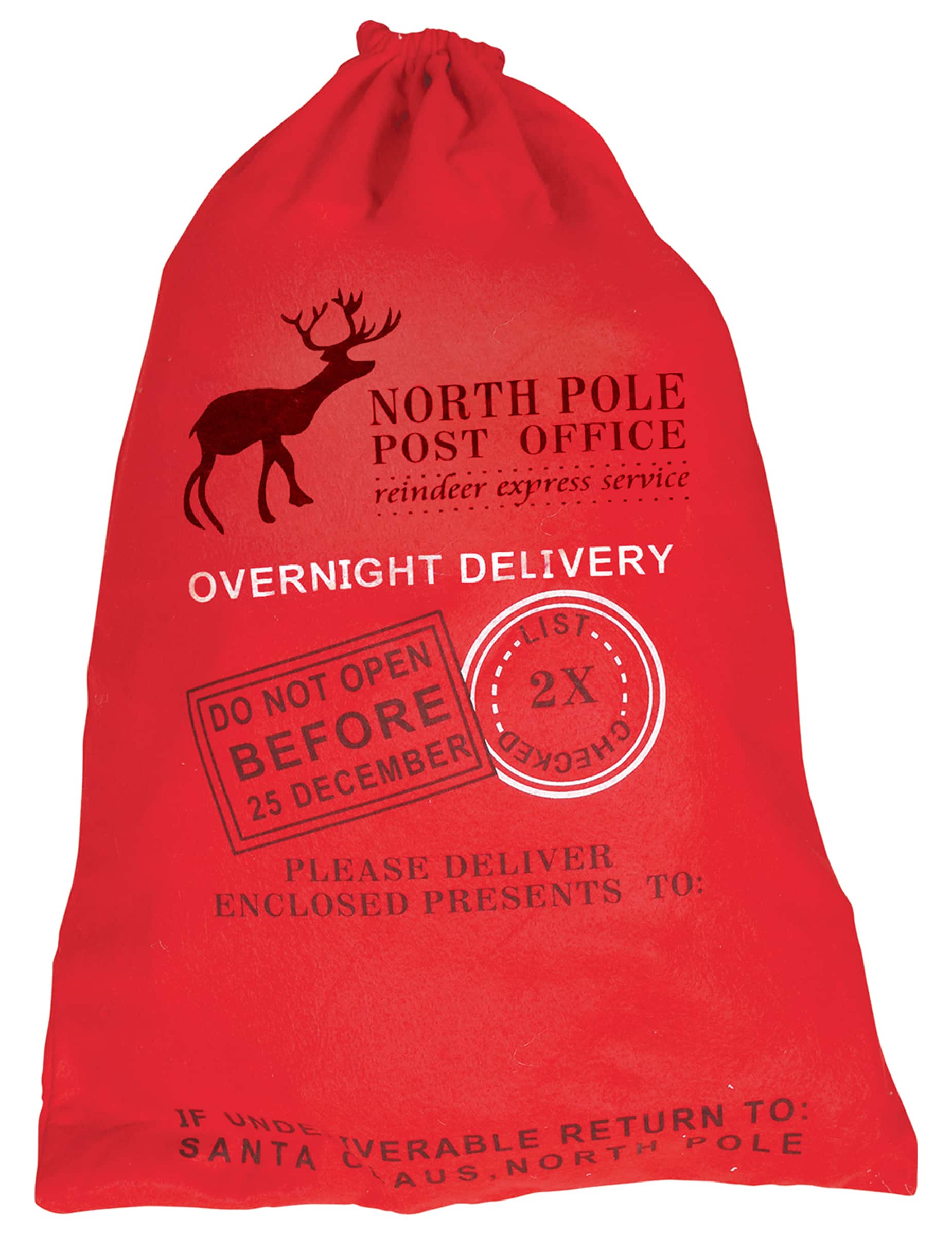 Roter Weihnachts Geschenk Sack mit Aufdruck North 65 x 45 cm