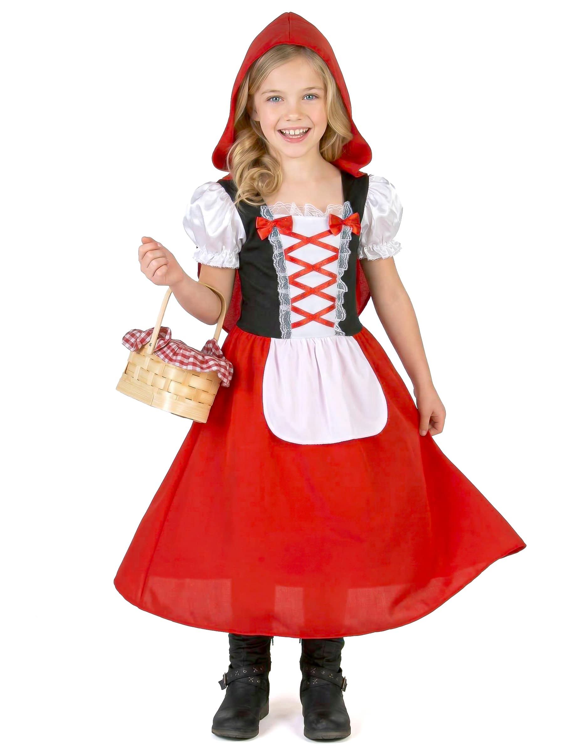 Rotkäppchen Märchenkostüm für Kinder rot-weiss-schwarz