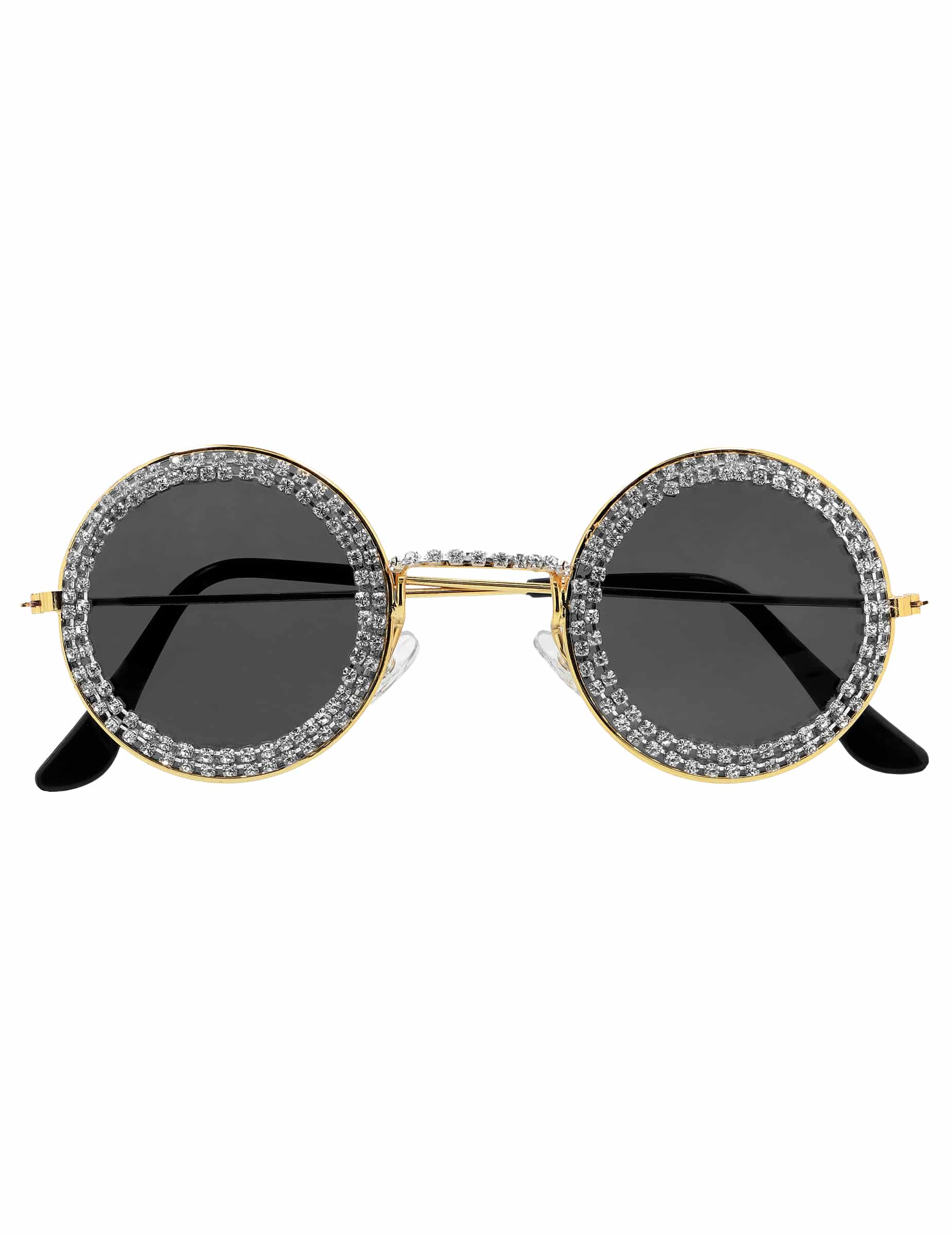 Runde schwarze Brille mit Strasssteinen für Erwachsene