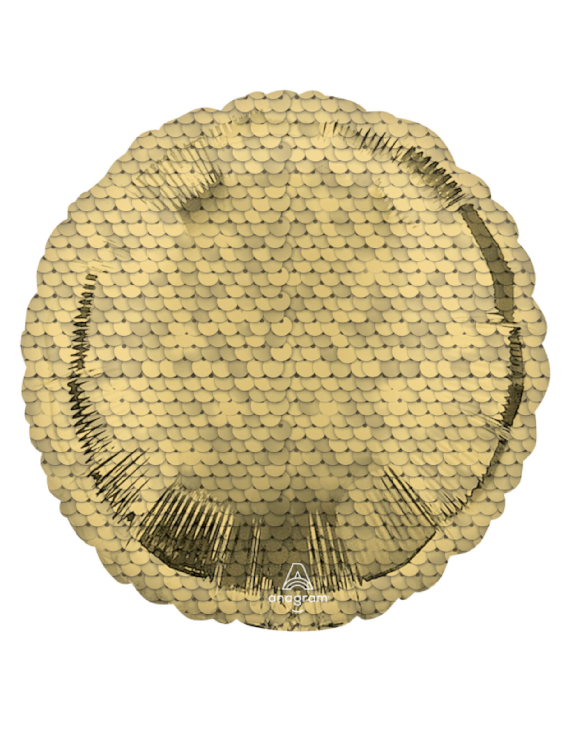 Runder Folienballon mit goldenen Schuppen 43 cm