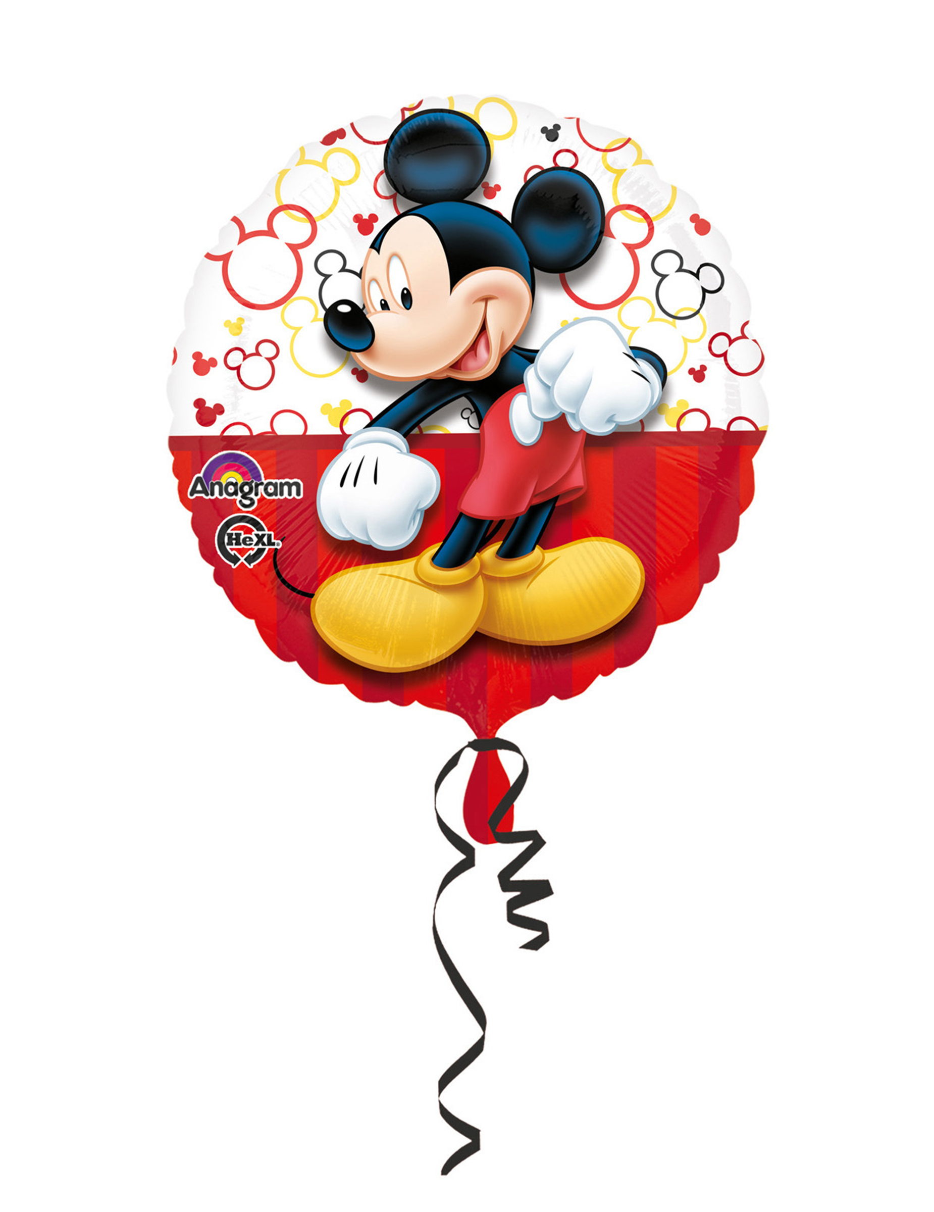 Runder Micky Maus-Folienballon mit Band rot-bunt 43cm