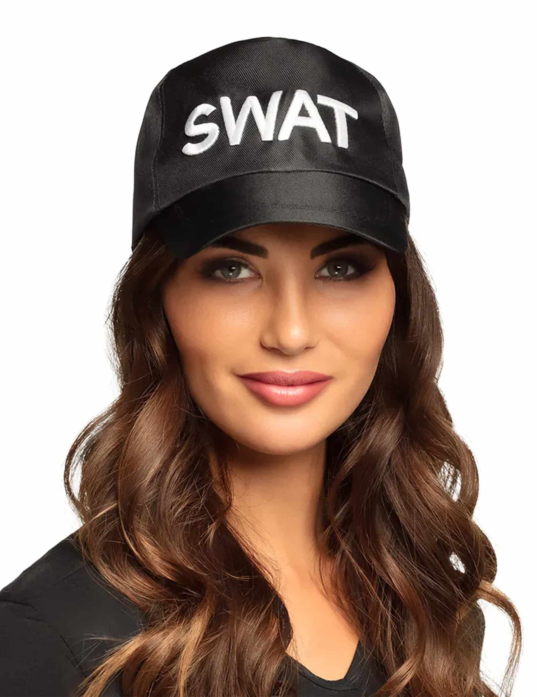SWAT Polizist Kappe Mütze schwarz-weiss