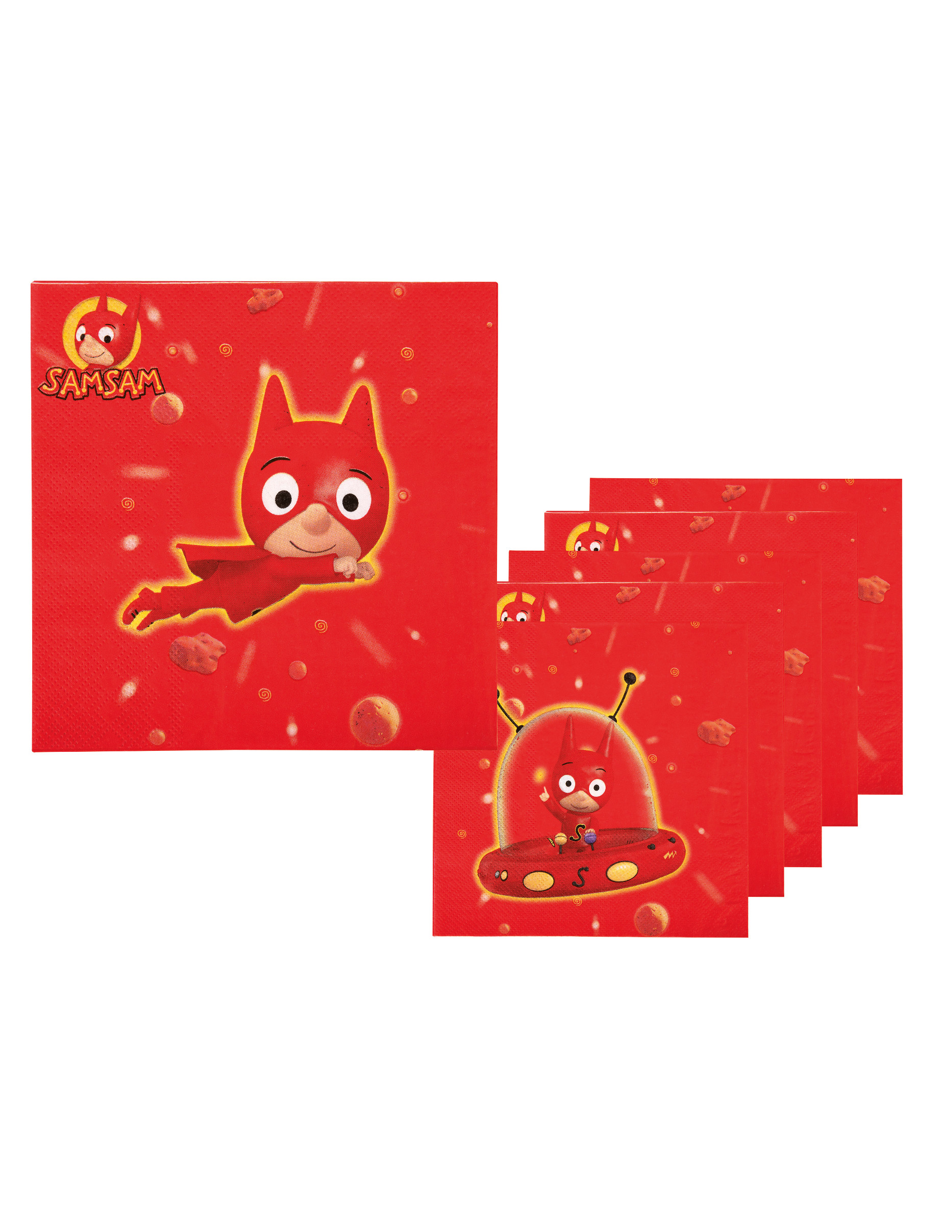 SamSam-Servietten Kindergeburtstag-Deko 6 Stück rot 33 x 33 cm