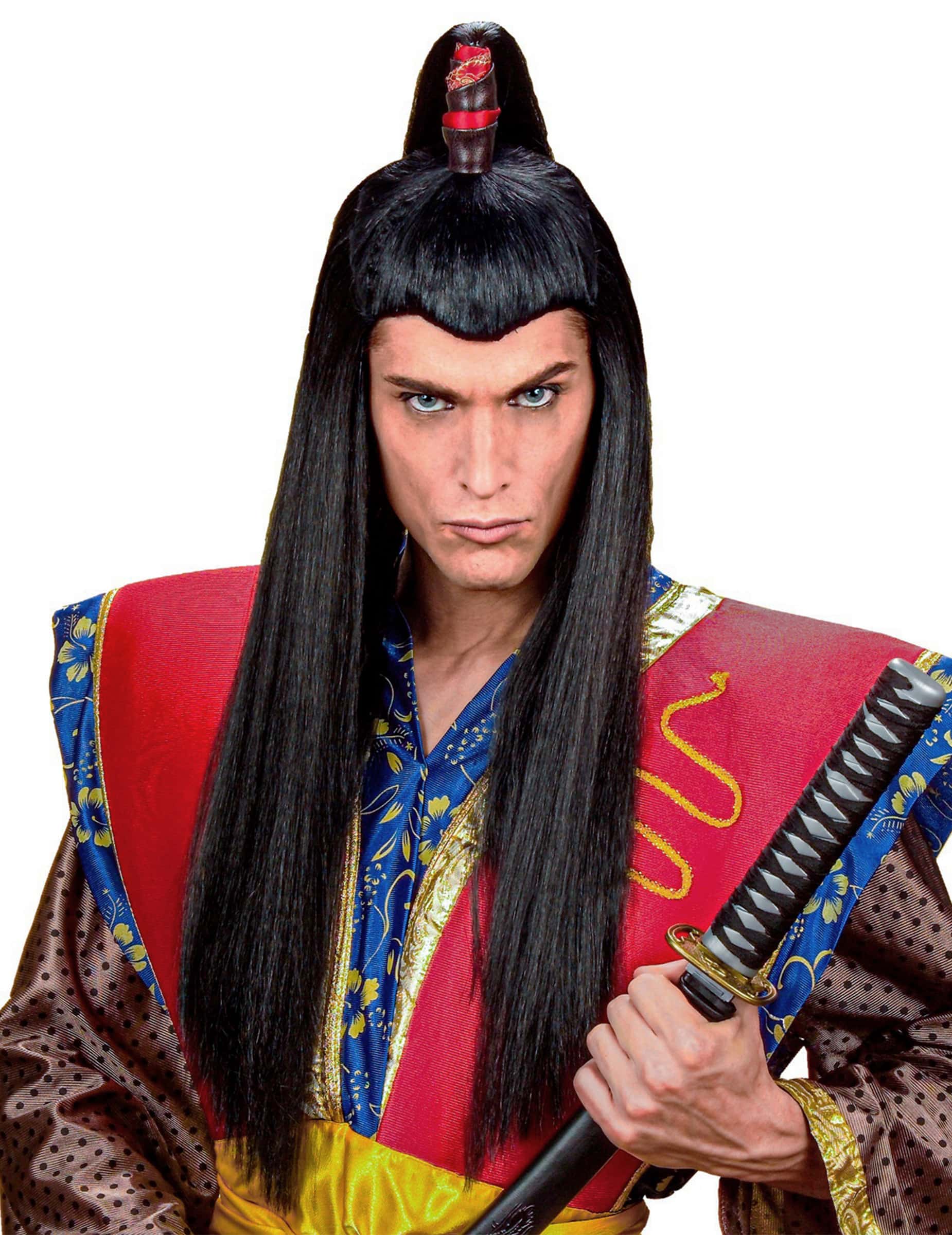 Samurai Perücke lang schwarz