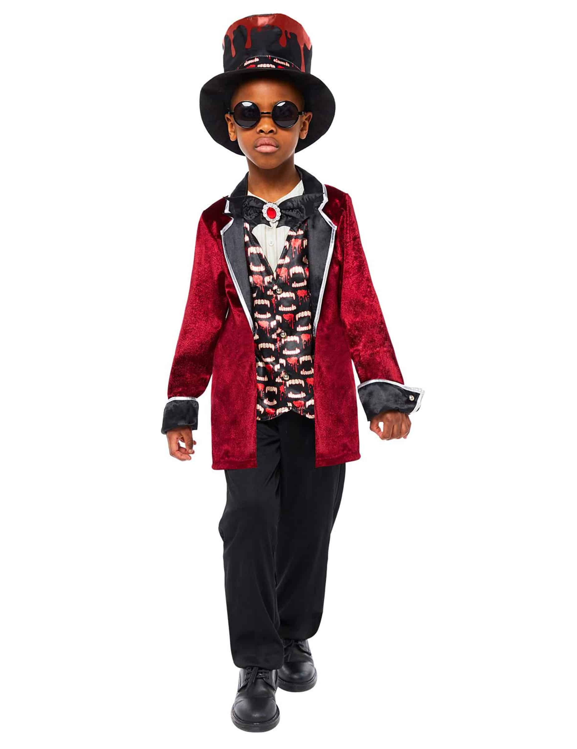 Satin Vampir Kinderkostüm schwarz rot
