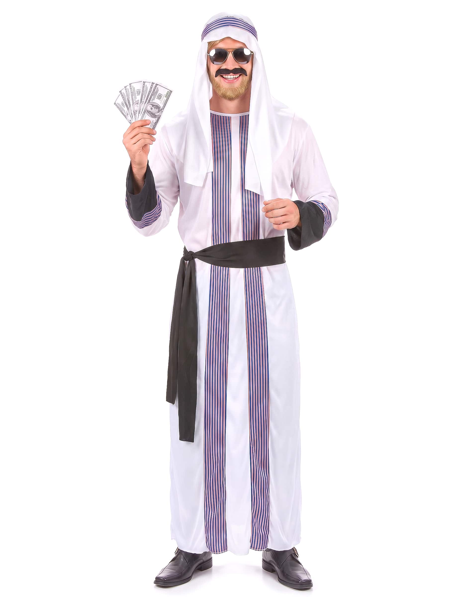 Scheich Kostüm Orient weiss-schwarz-lila