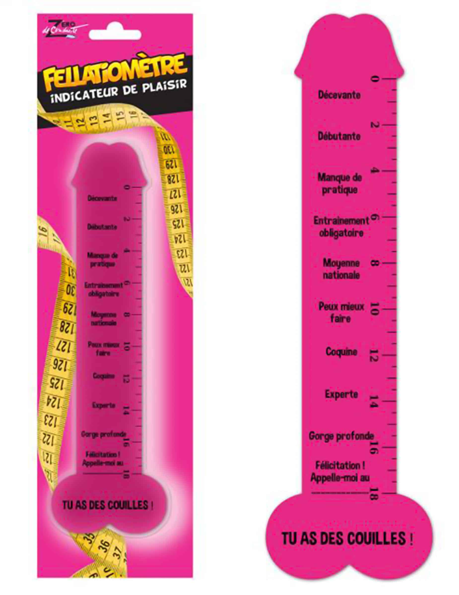 Scherzartikel Lineal Fellatiometer für Erwachsene pink