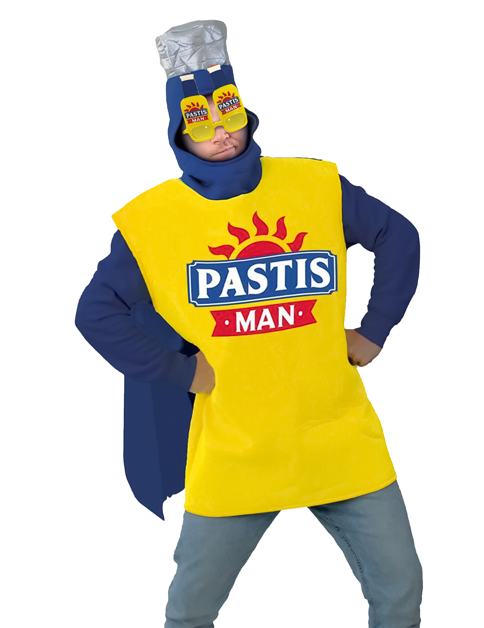 Scherzbrille Pastis Man gelb-blau