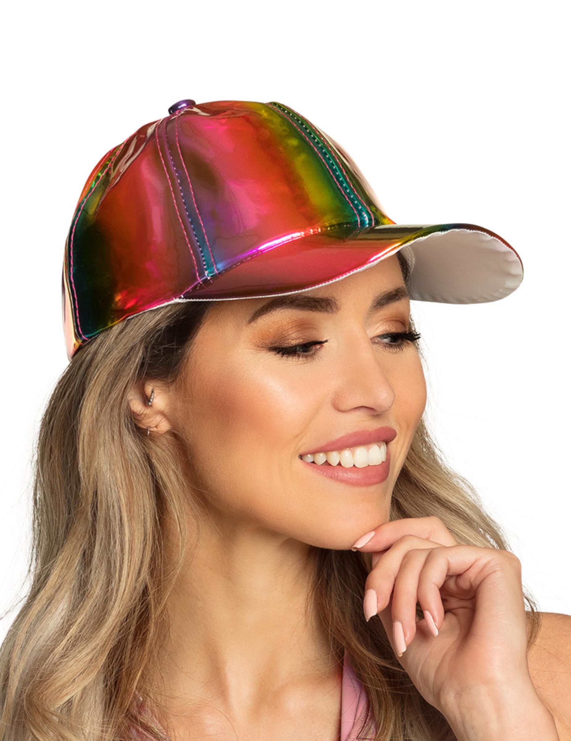 Schillernde Regenbogenkappe für Erwachsene bunt