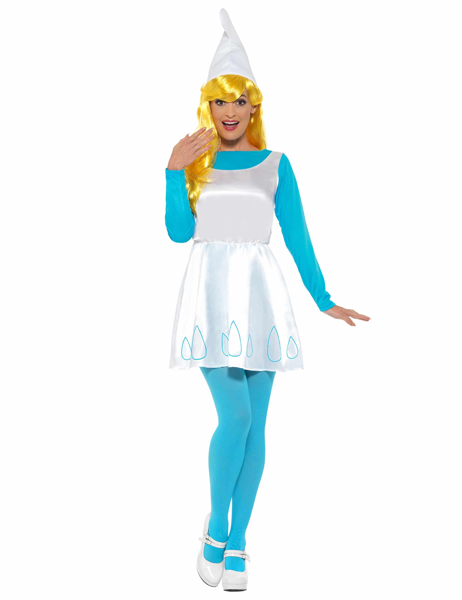 Schlumpfine Kostüm Damen weiß blau