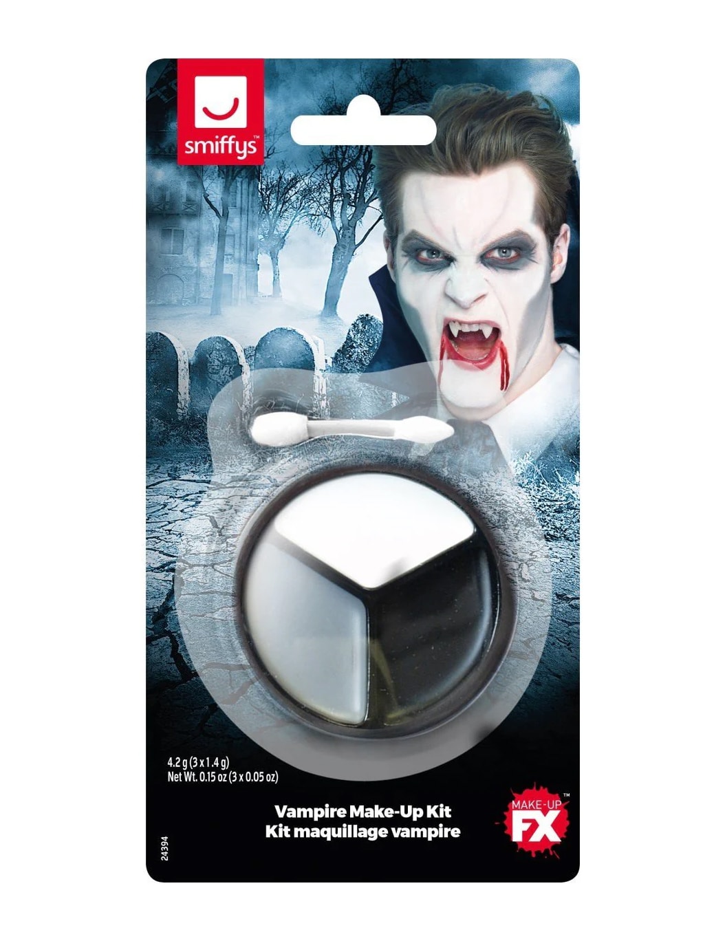 Schminkpalette Halloween Make-Up Zubehör 4-teilig schwarz-weiss-grau