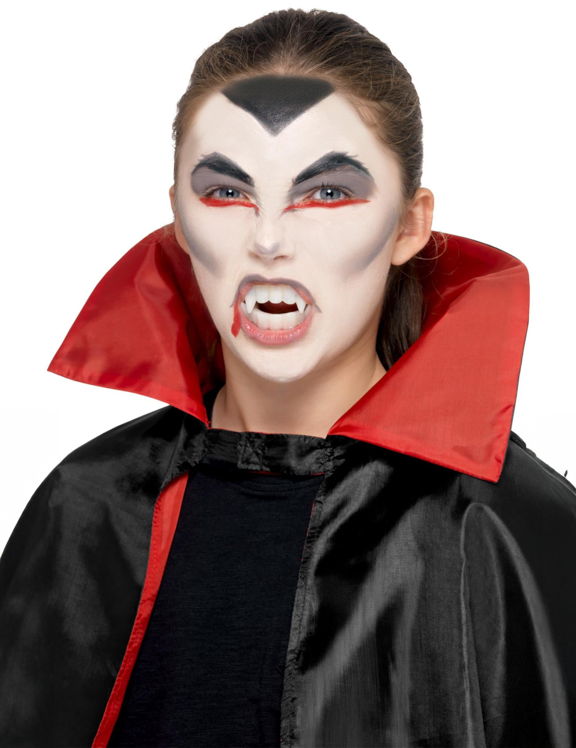 Schminkset Vampir für Kinder Halloween Make-up 6-teilig schwarz-weiss