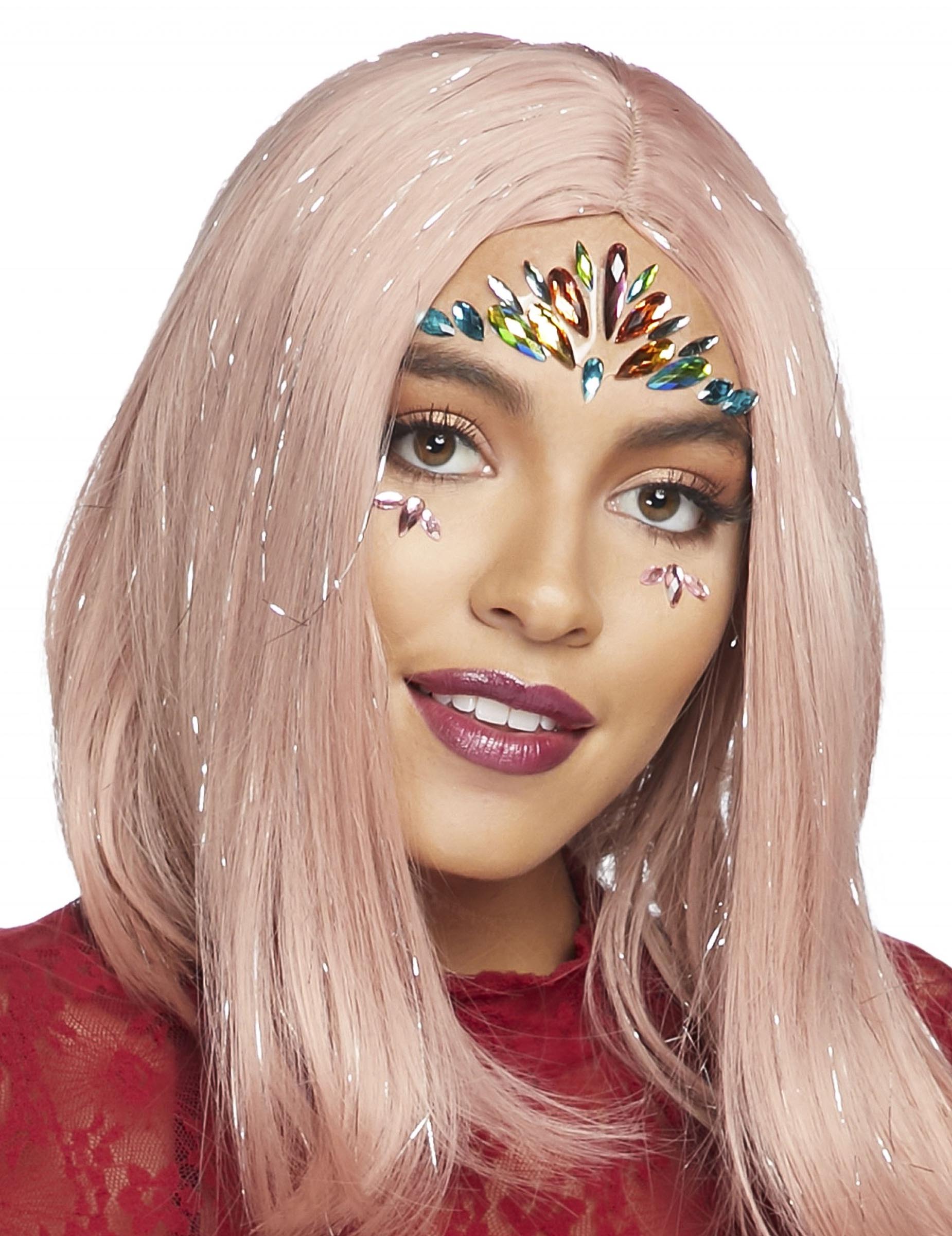 Schmucksteine für das Gesicht für Erwachsene Make-up Festival bunt