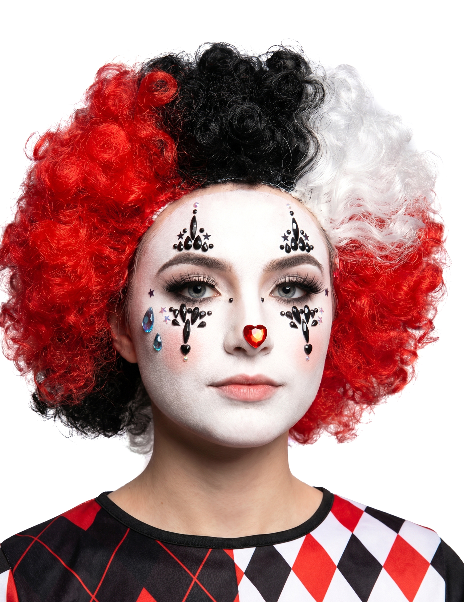 Schmucksteine selbstklebend Harlekin Clown schwarz-blau-rot