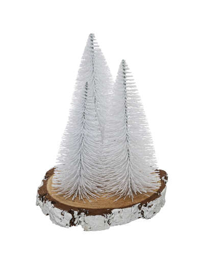 Schneebedeckte Tannen-Tischdeko weiß-braun 20 x 15 cm