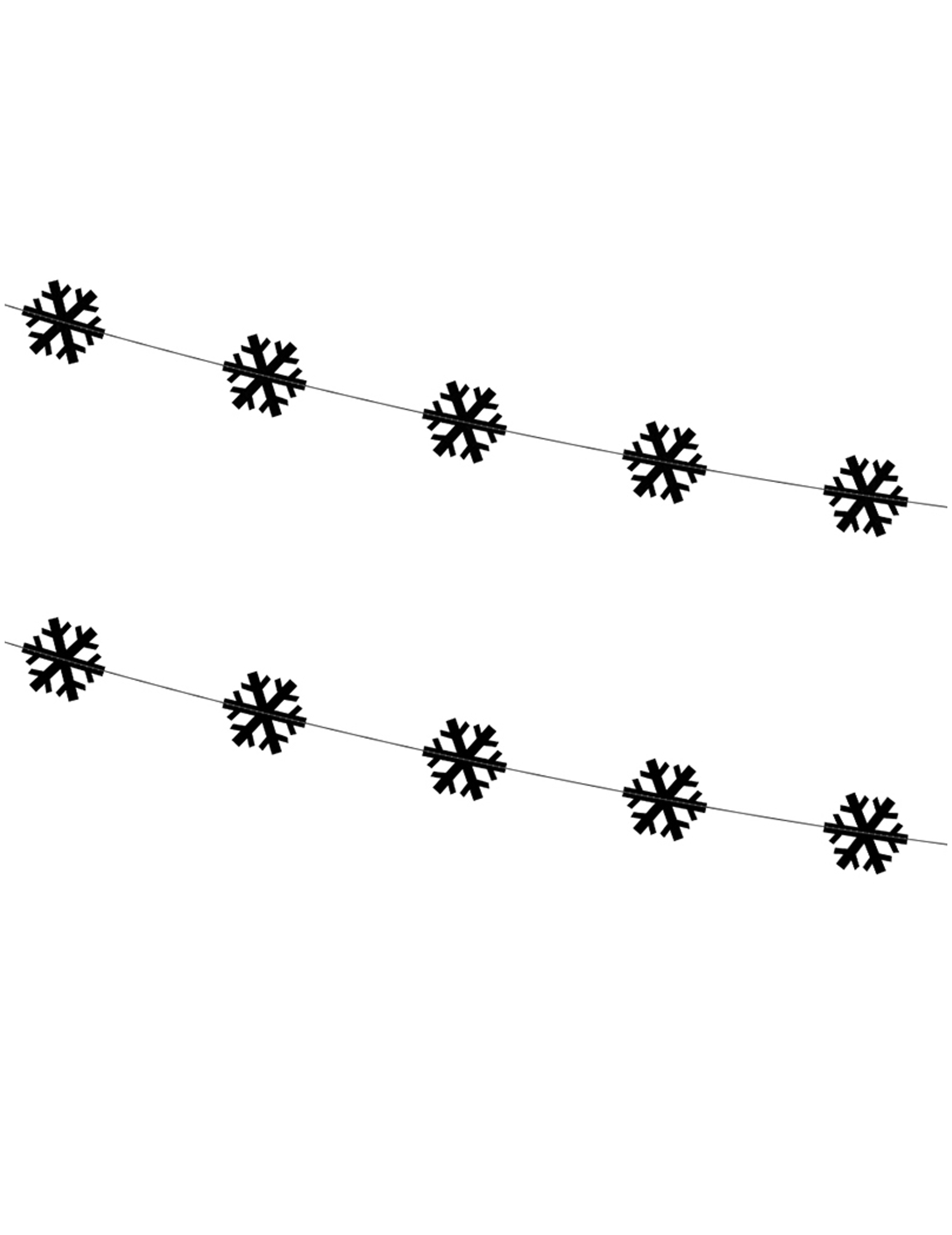 Schneeflocken-Girlande Deko für Weihnachten 2 Stück schwarz 180 cm