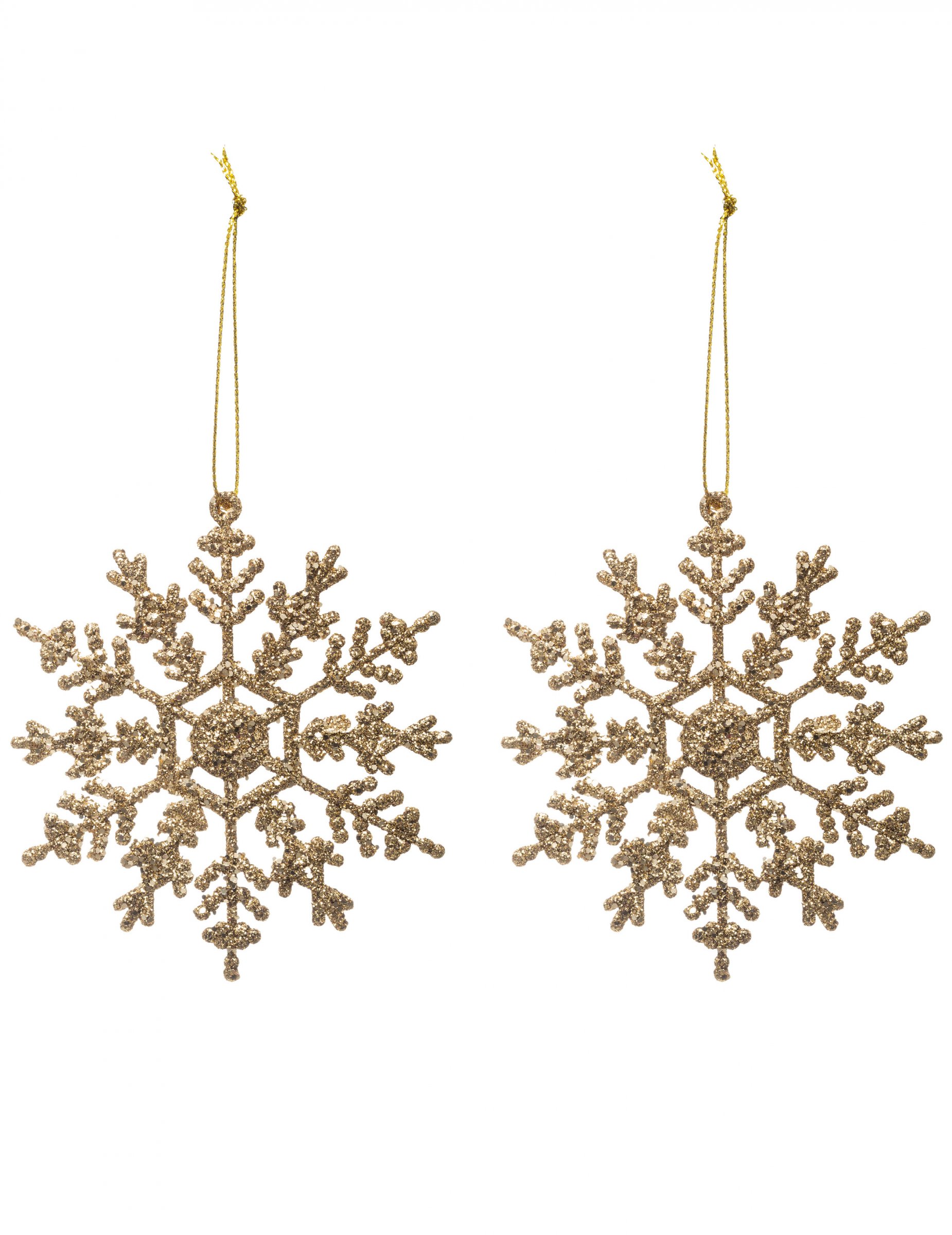Schneeflocken-Hängedeko Christbaumschmuck 2 Stück goldfarben 9
