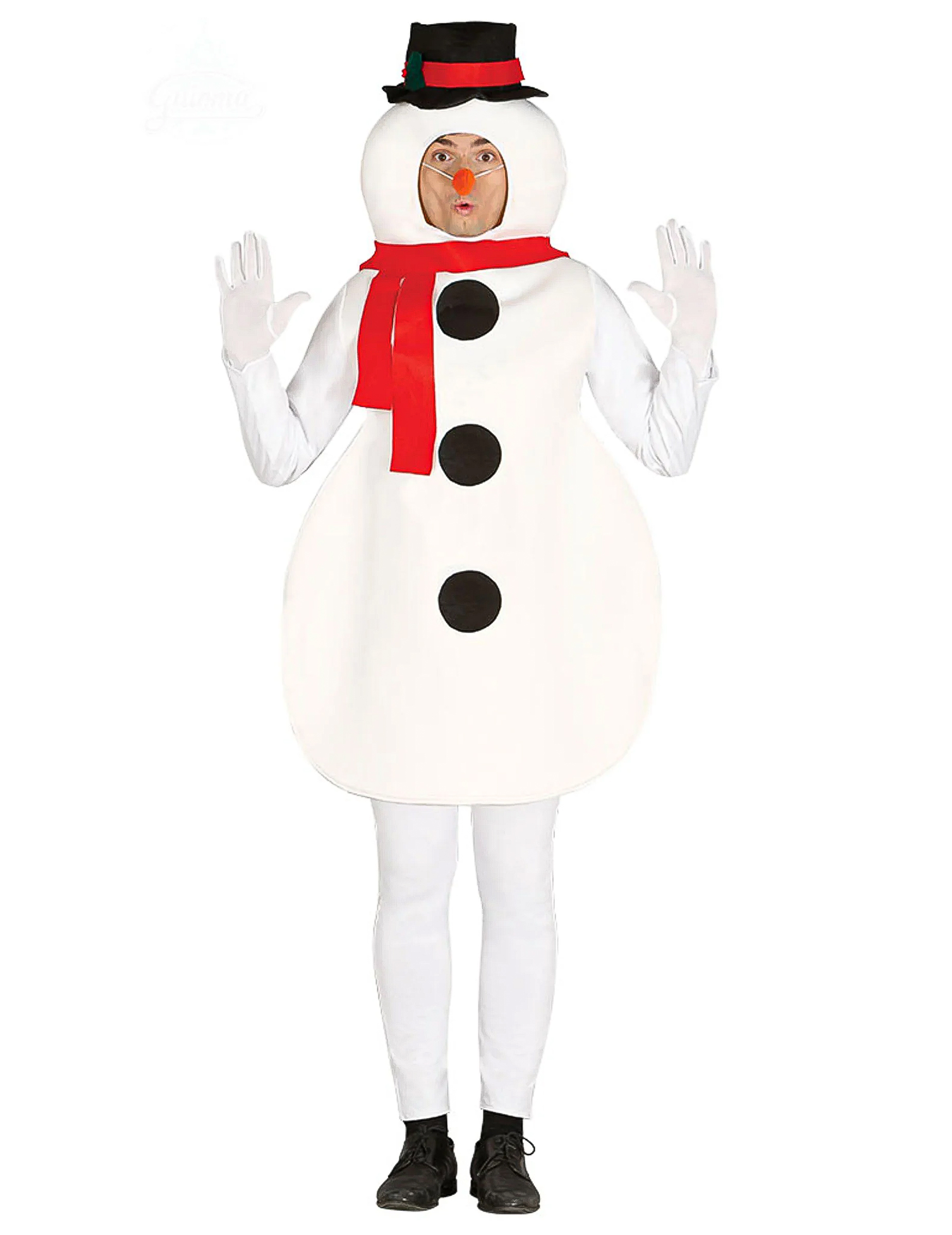 Schneemann-Kostüm für Erwachsene Karneval-Kostüm weiss-rot-schwarz