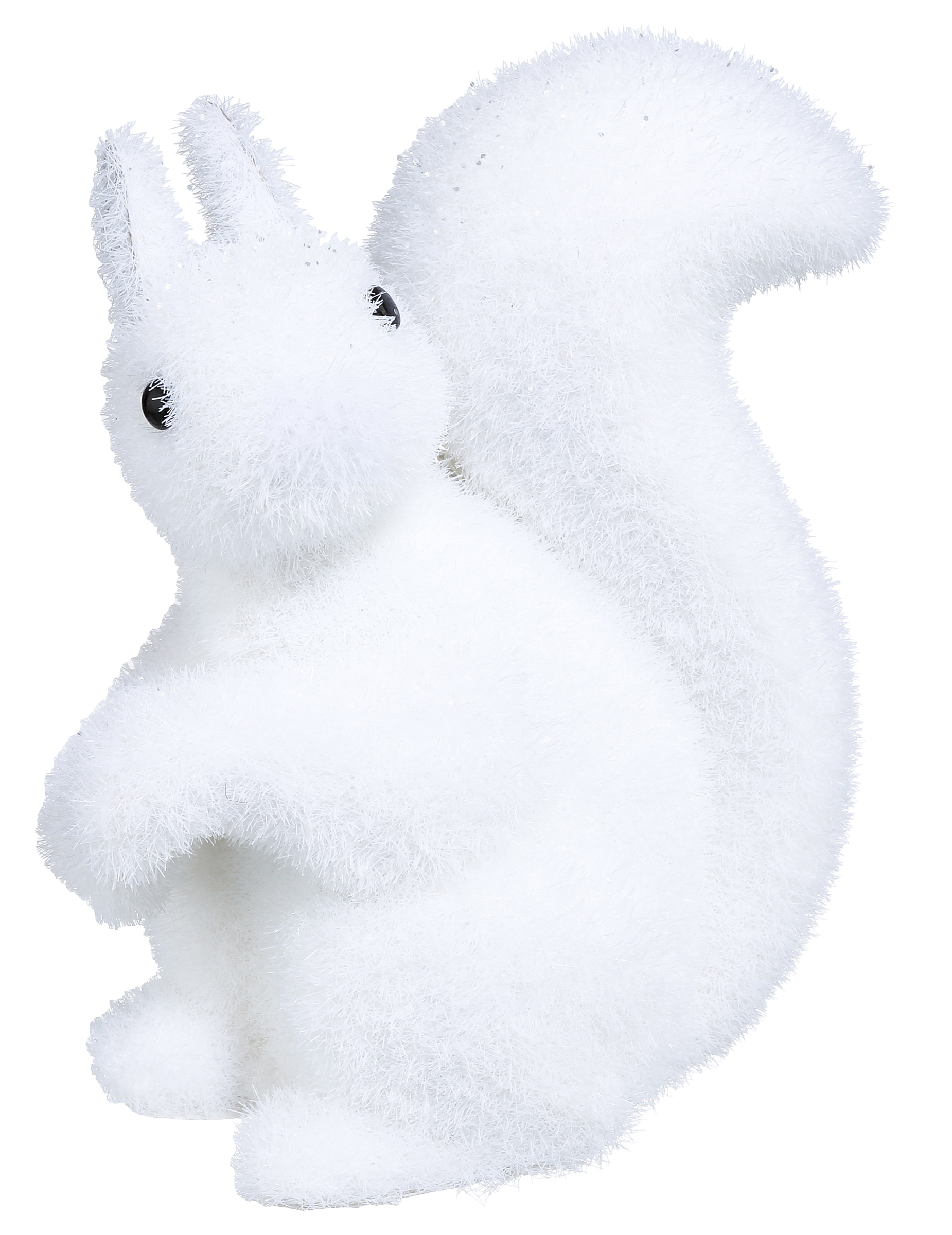 Schneeweißes Eichhörnchen Weihnachts-Tischdeko weiß-schwarz 12 cm