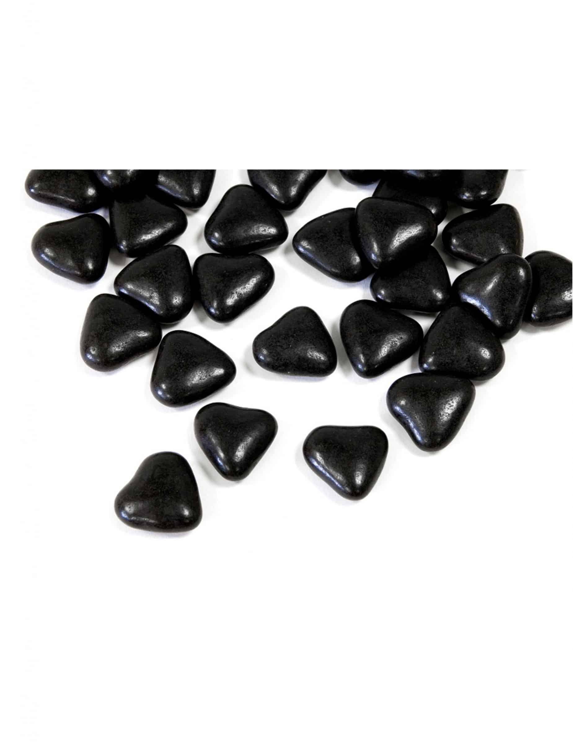 Schoko-Herz-Dragées in Schwarz - Mini-Herzen 250g für Kommunion