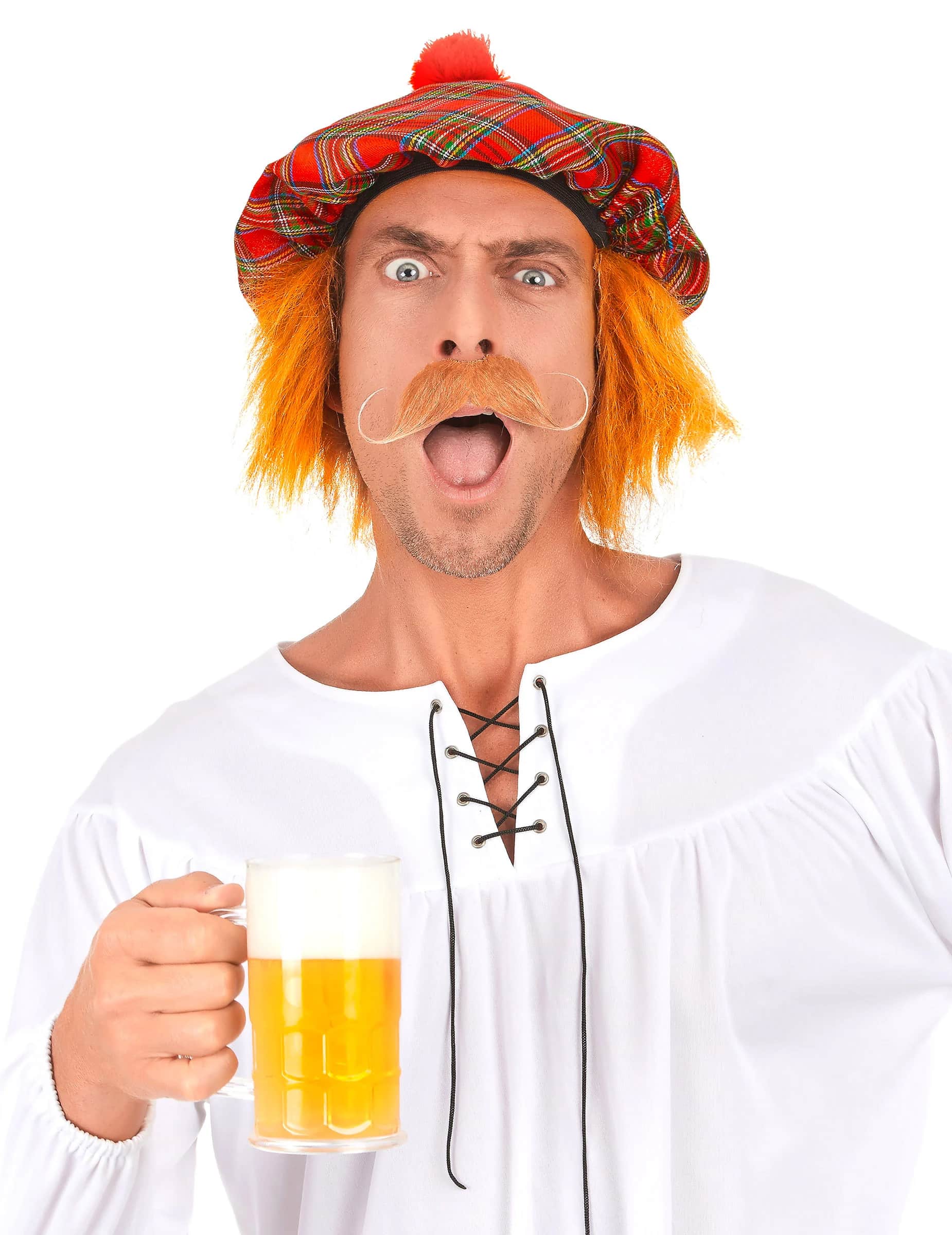 Schottische Mütze kariert rot-grün