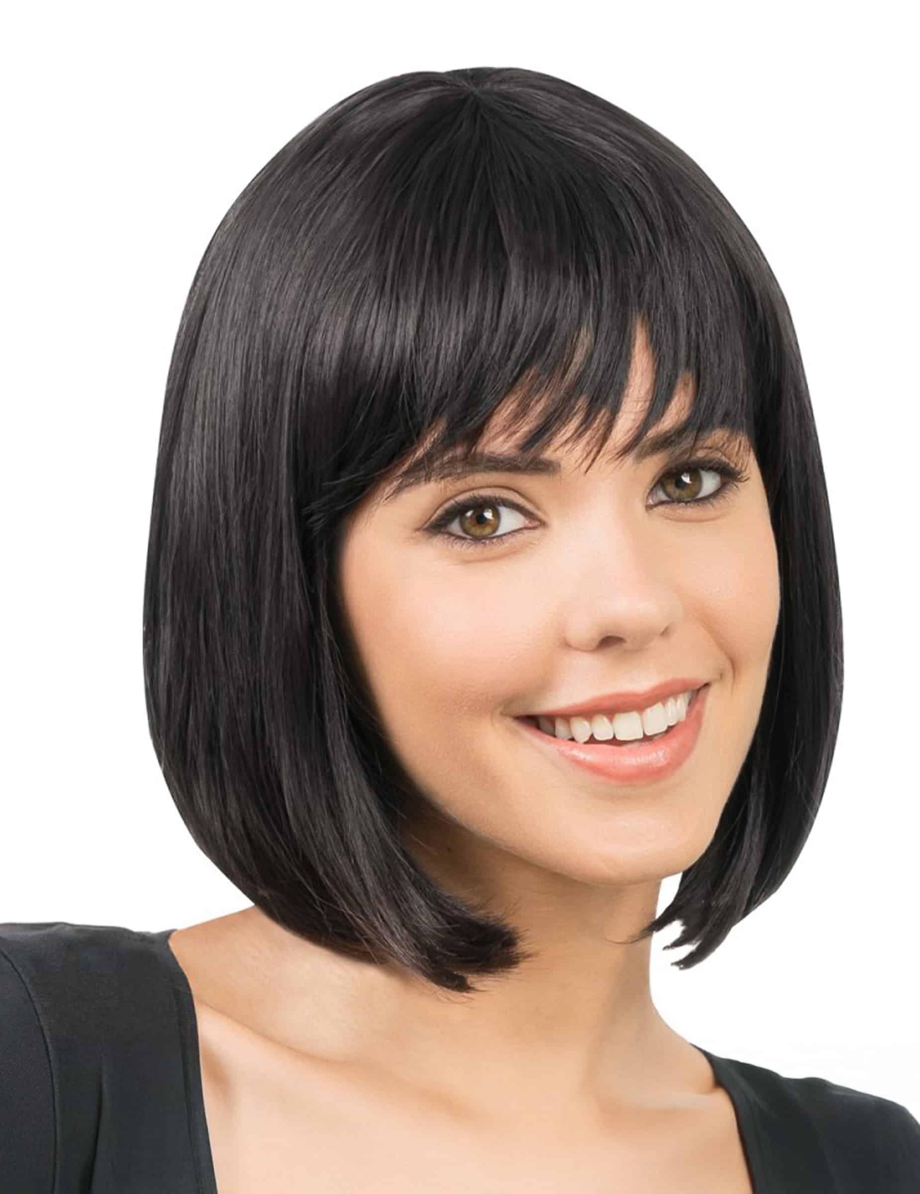 Schwarze Bob-Perücke Luxus frisierbar für Damen