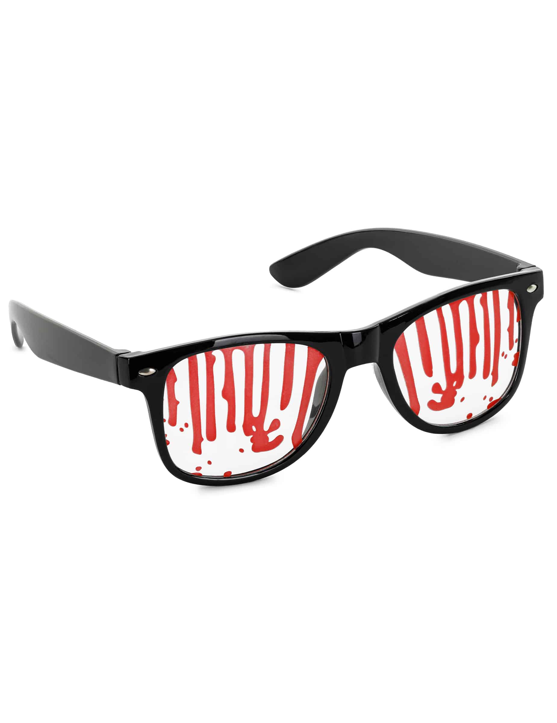 Schwarze Brille mit Blutflecken