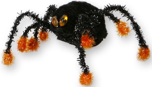 Schwarze Deko-Spinne mit schwarzen Beinen