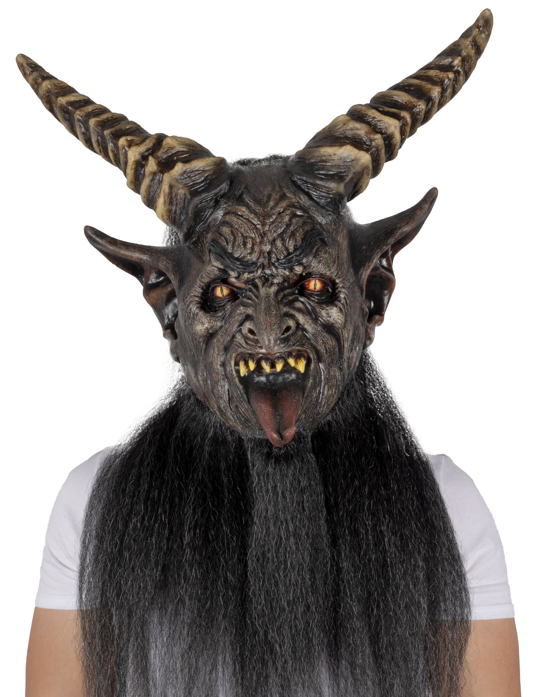 Schwarze Monster-Maske mit Hörnern Deluxe für Erwachsene
