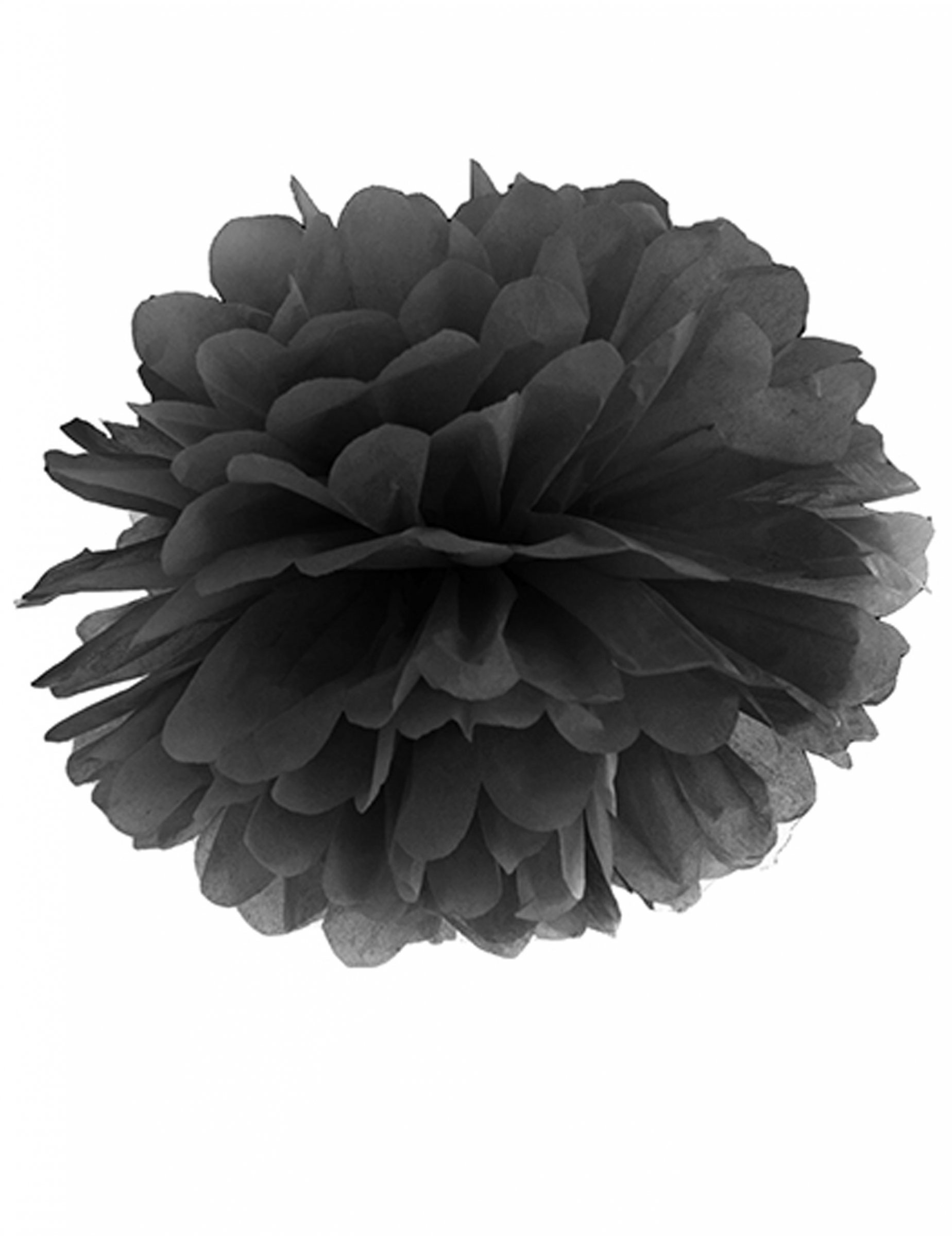 Schwarzer Seidenpapier-Pompon zum Aufhängen 25 cm