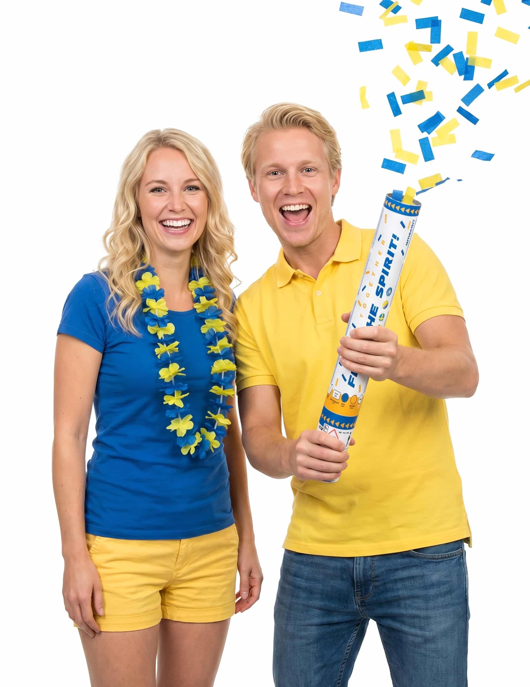Schweden Fan-Set: Hawaii-Halsketten und Konfettikanone