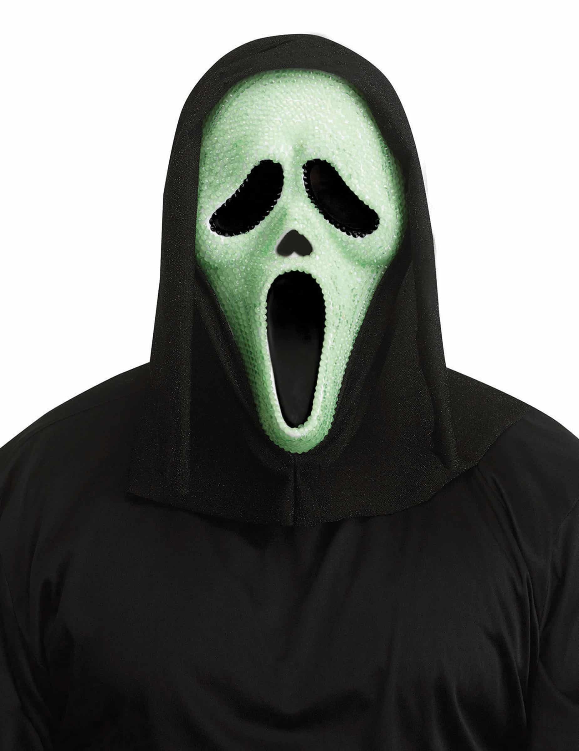 Scream Maske Glow in the Dark mit Strasssteinen