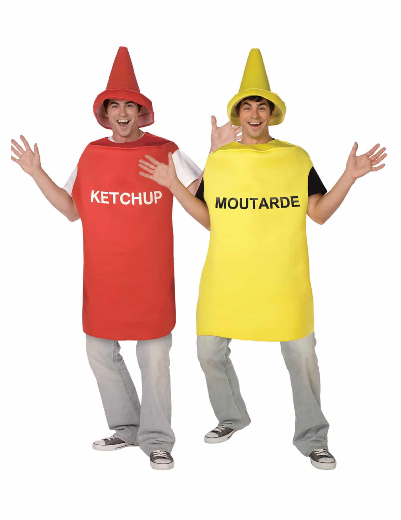 Senf-Ketchup-Paarkostüm für Erwachsene Fasching rot-gelb
